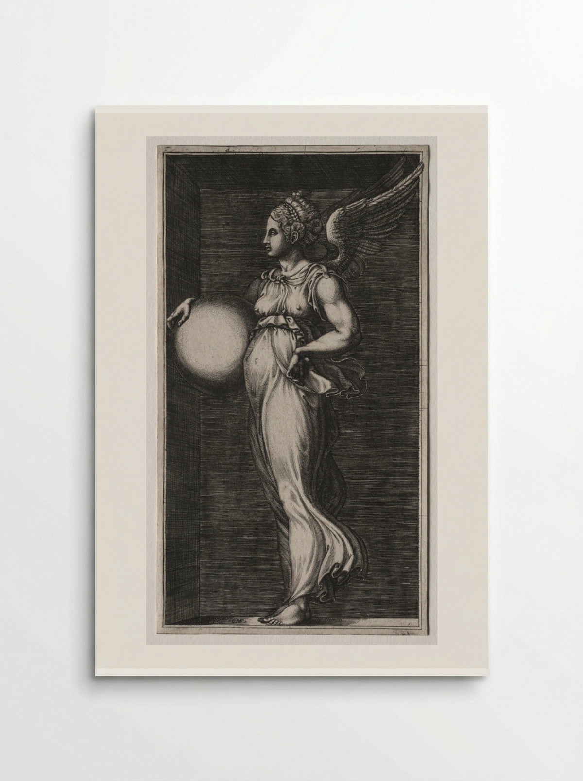 Allegorical Figure Holding a Sphere - Giorgio Ghisi - Poster