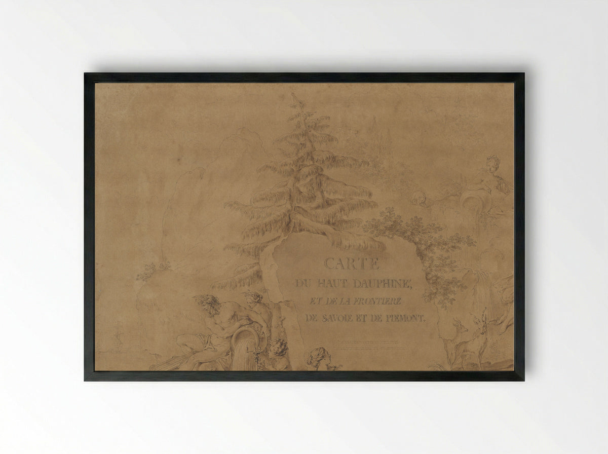 Allegorical Figures, River Gods and Goddesses - Hubert François Gravelot - Framed Print Black