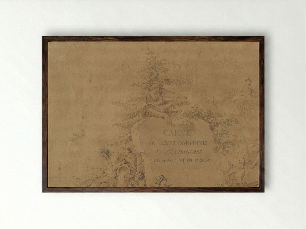 Allegorical Figures, River Gods and Goddesses - Hubert François Gravelot - Framed Print Dark Wood