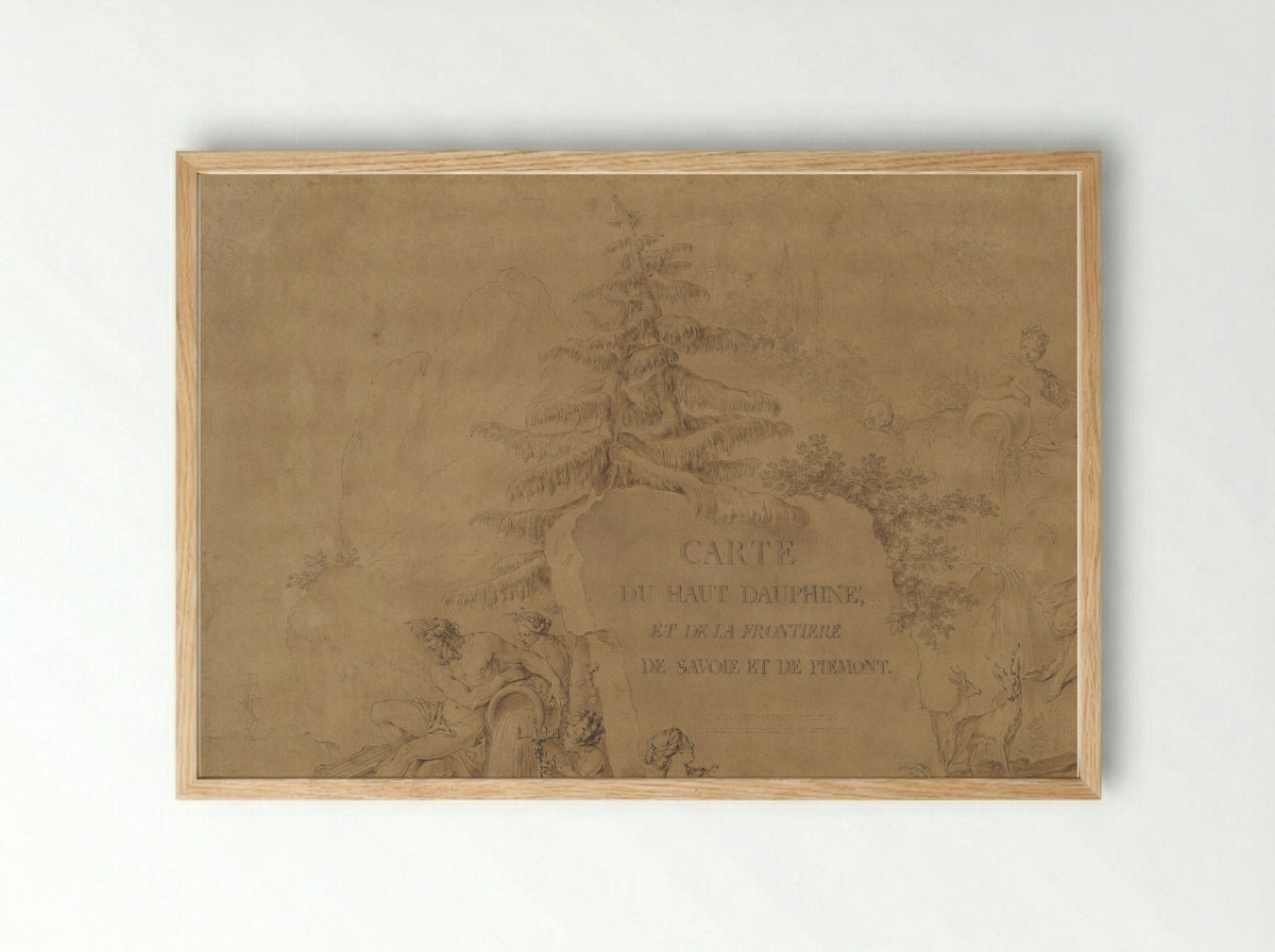 Allegorical Figures, River Gods and Goddesses - Hubert François Gravelot - Framed Print Wood