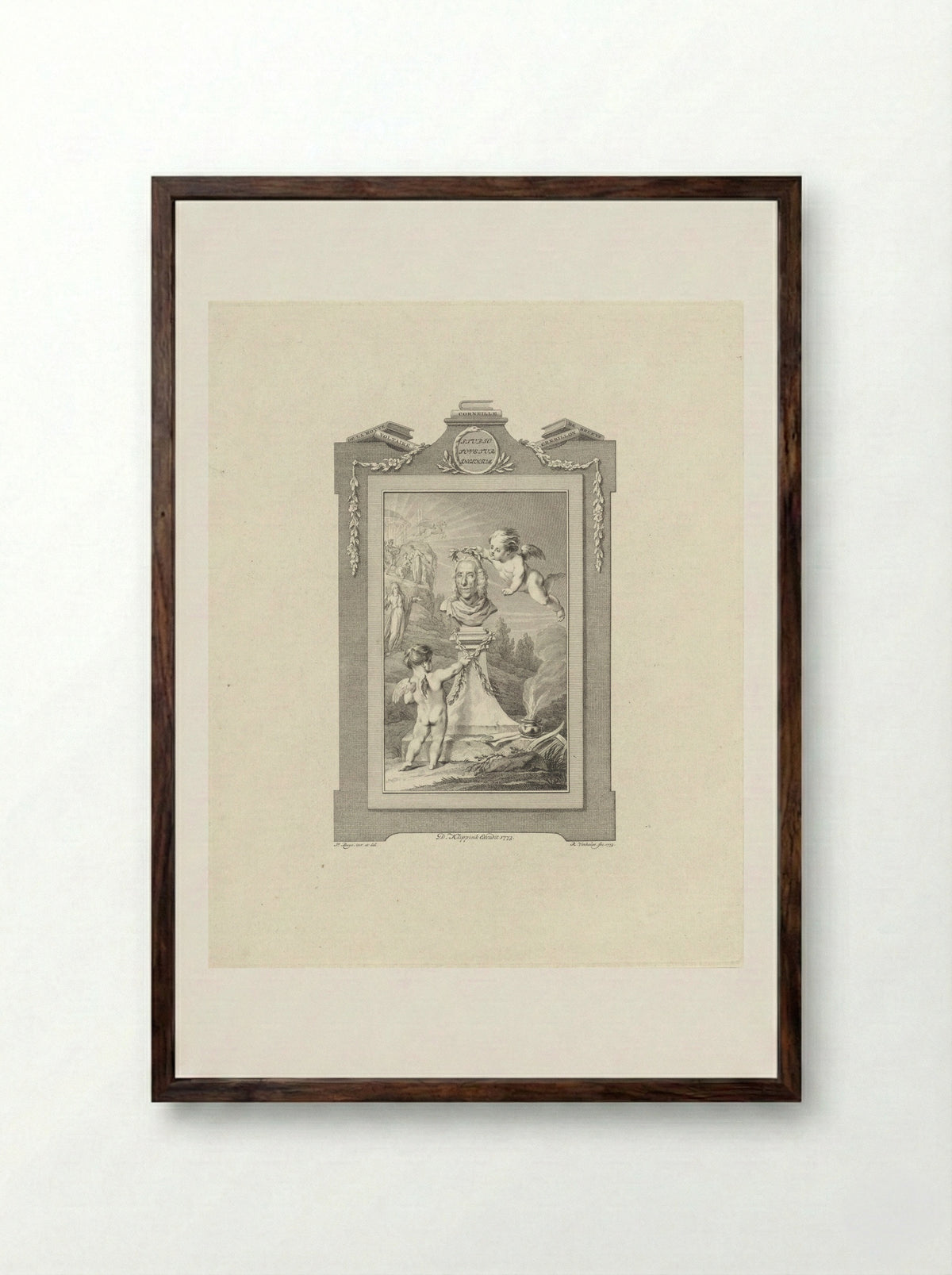 Allegorical Portrait of Allaert van Everdingen - Reinier Vinkeles - Framed Print Dark Wood