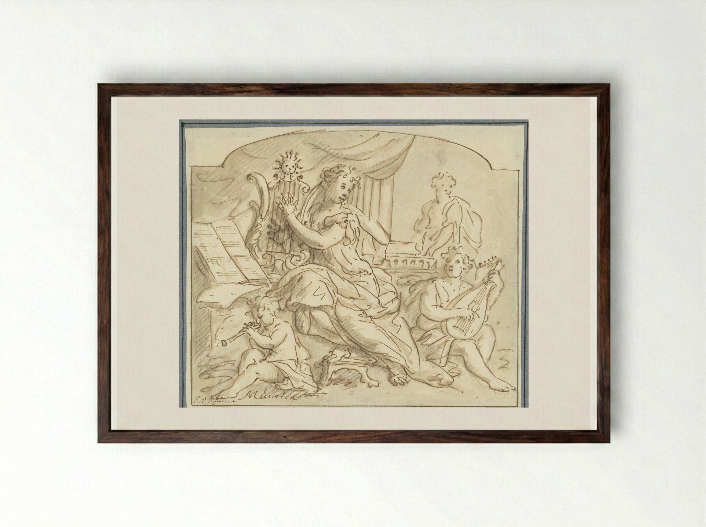 Allegorie op de Muziek - Elias van Nijmegen - Framed Print Dark Wood