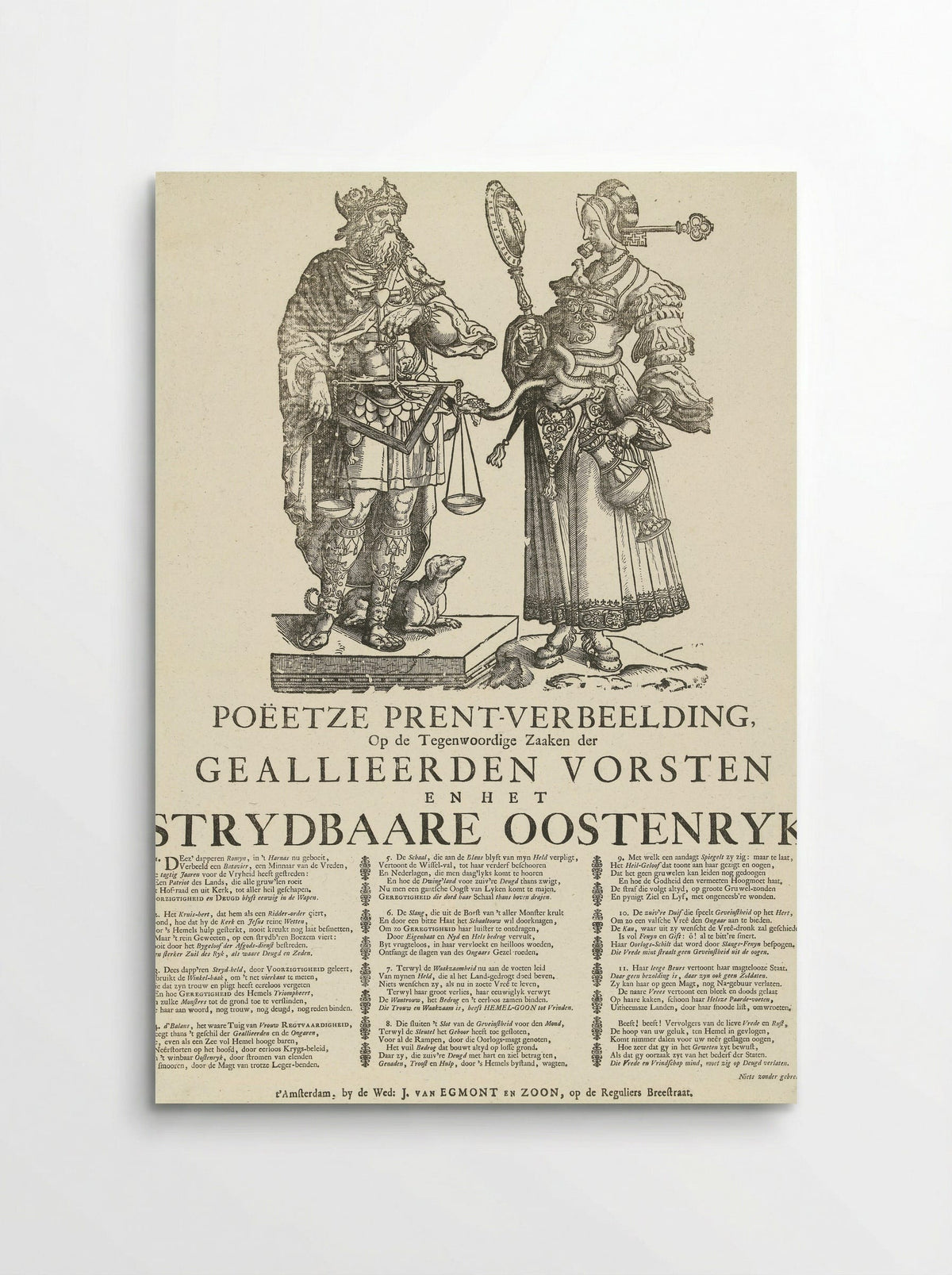 Allegorie op de Oostenrijkse successieoorlog - Jan Ewoutsz. - Poster