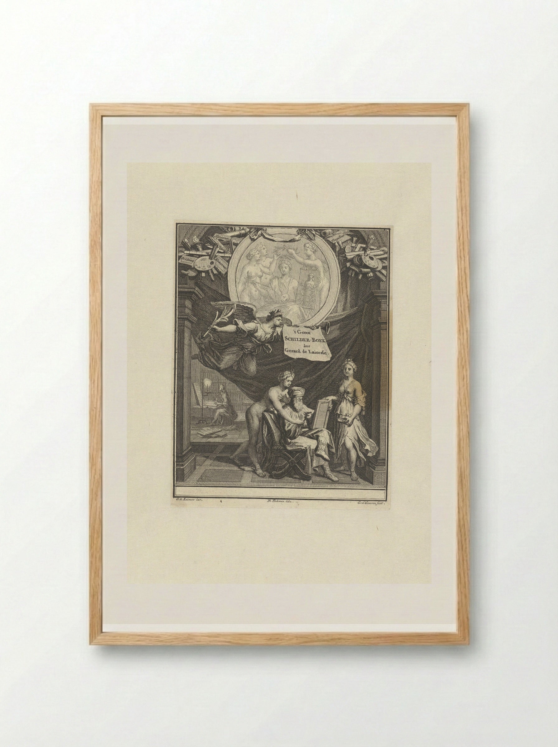 Allegorie op de Schilderkunst - Gerard de Lairesse - Framed Print Wood