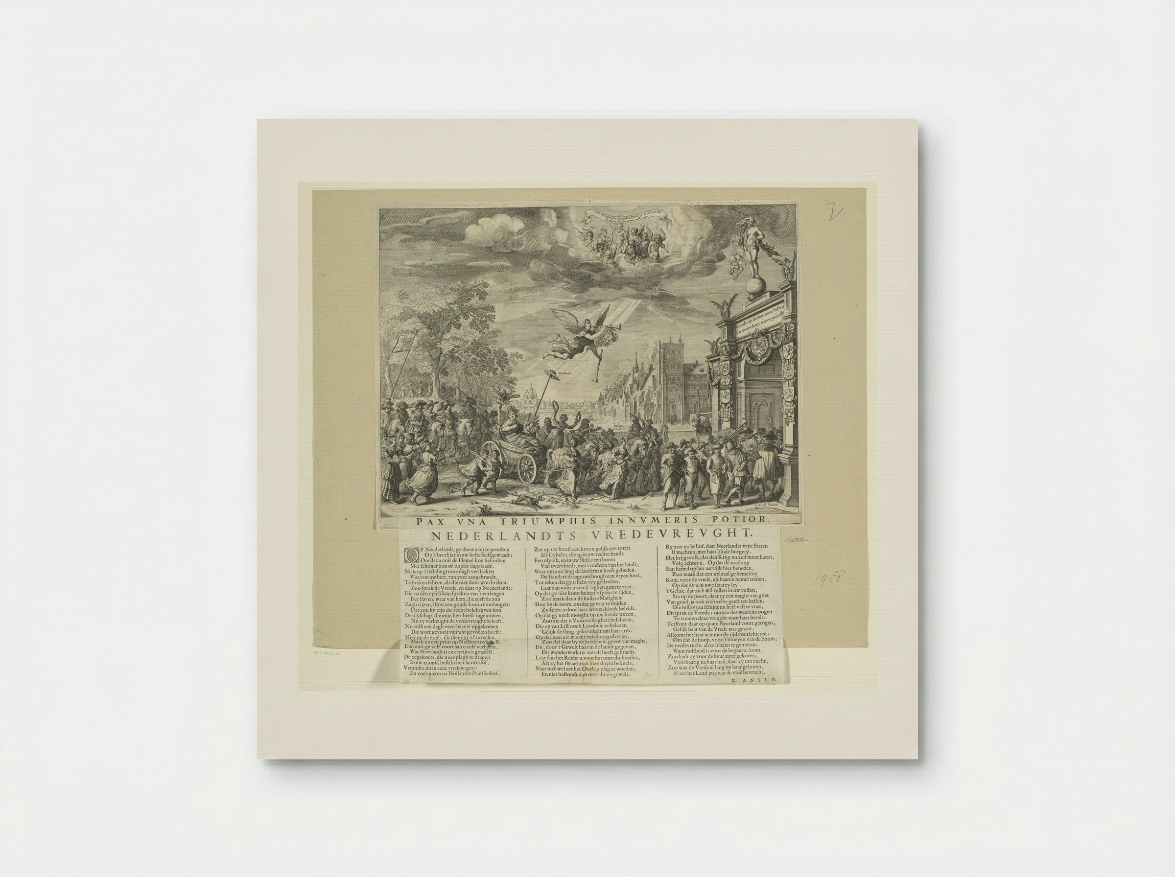 Allegorie op de Vrede van Munster met tekstblad - Salomon Savery - Poster