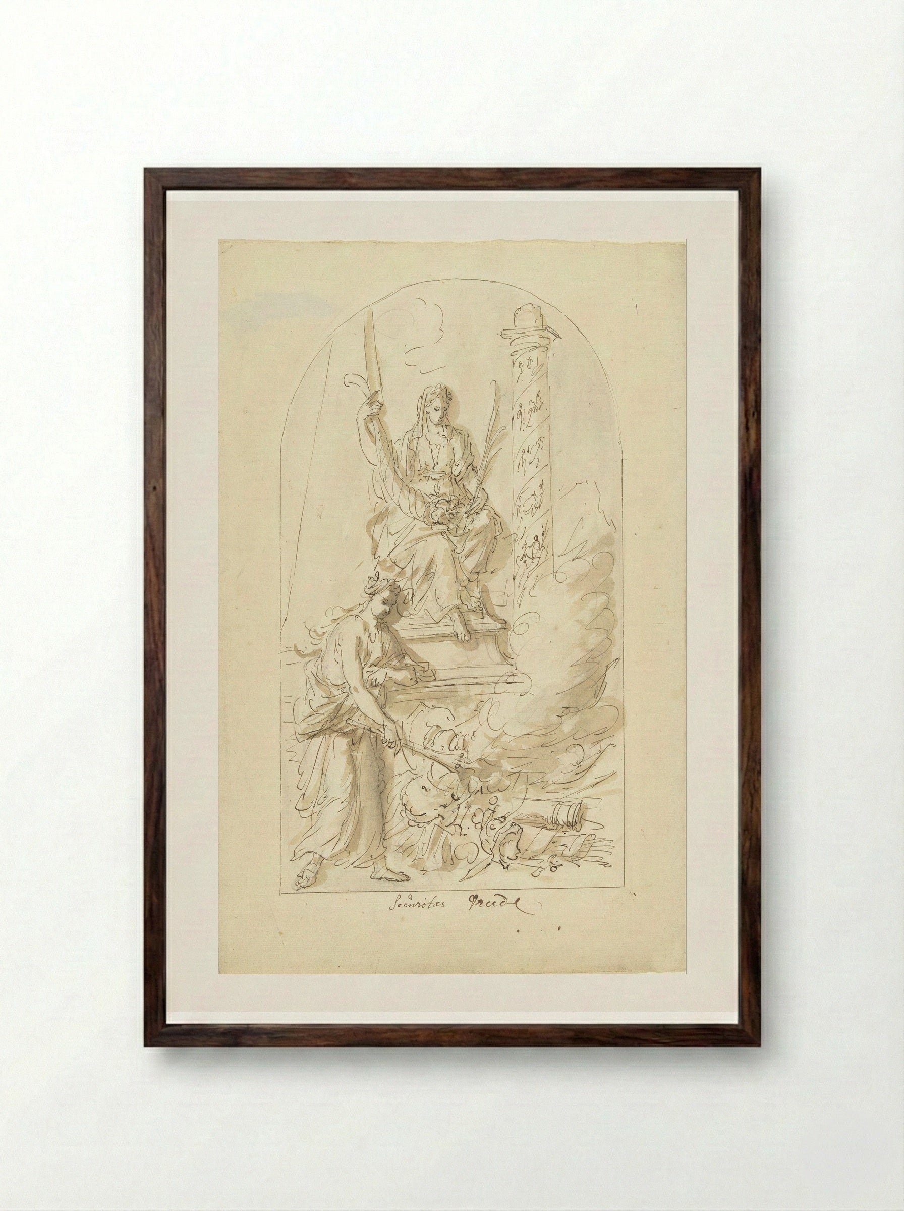 Allegorie op de Vrede - Elias van Nijmegen - Framed Print Dark Wood