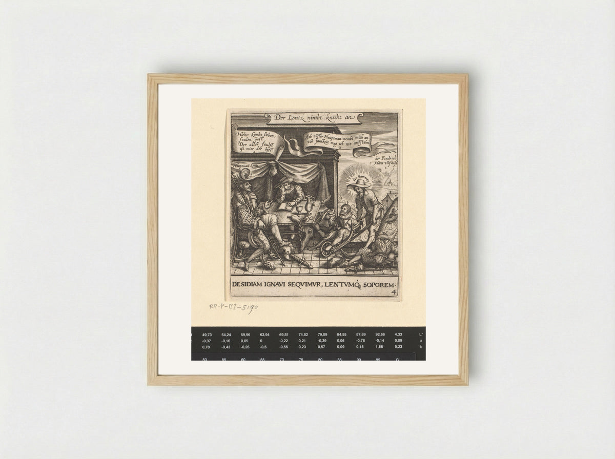 Allegorie op de luiheid van de mens - Johann Theodor de Bry - Framed Print Wood