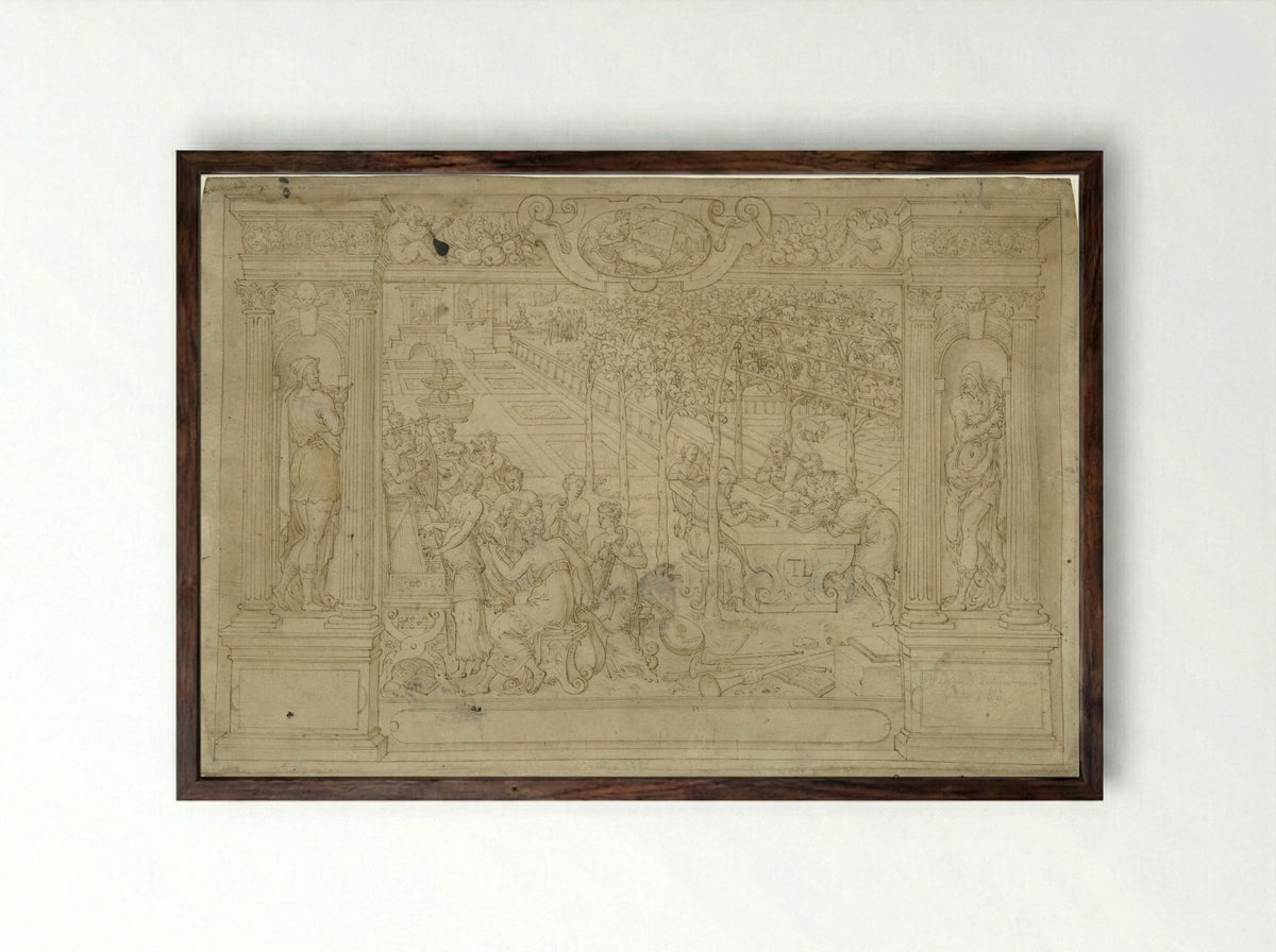 Allegorie op de muziek - Theodoor Loockemans - Framed Print Dark Wood