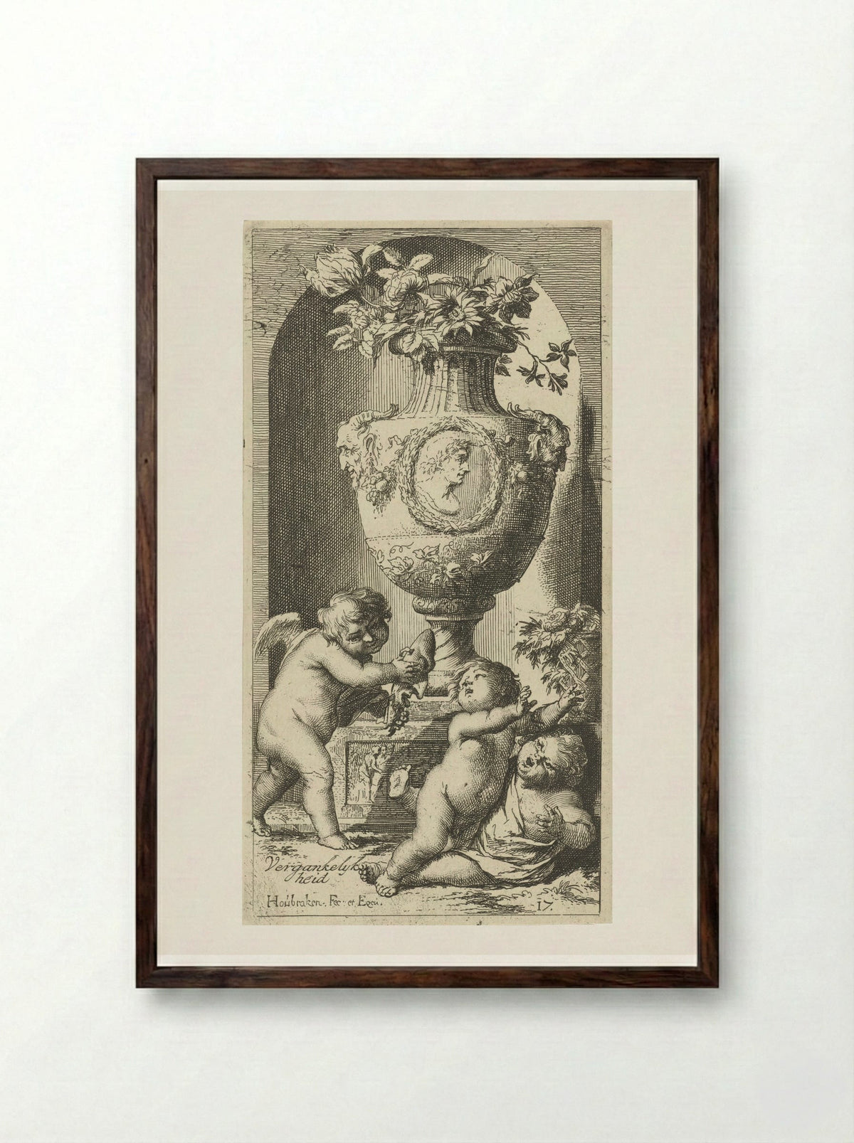 Allegorie op de vergankelijkheid - Leonard Schenk - Framed Print Dark Wood
