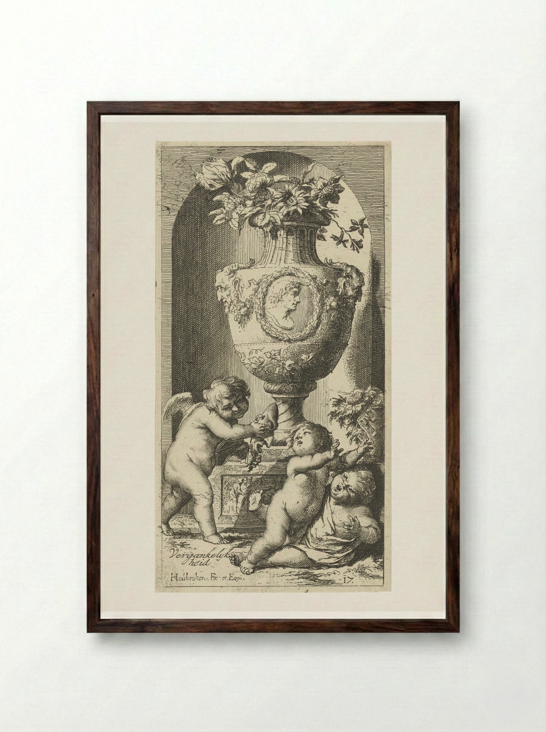 Allegorie op de vergankelijkheid - Leonard Schenk - Framed Print Dark Wood