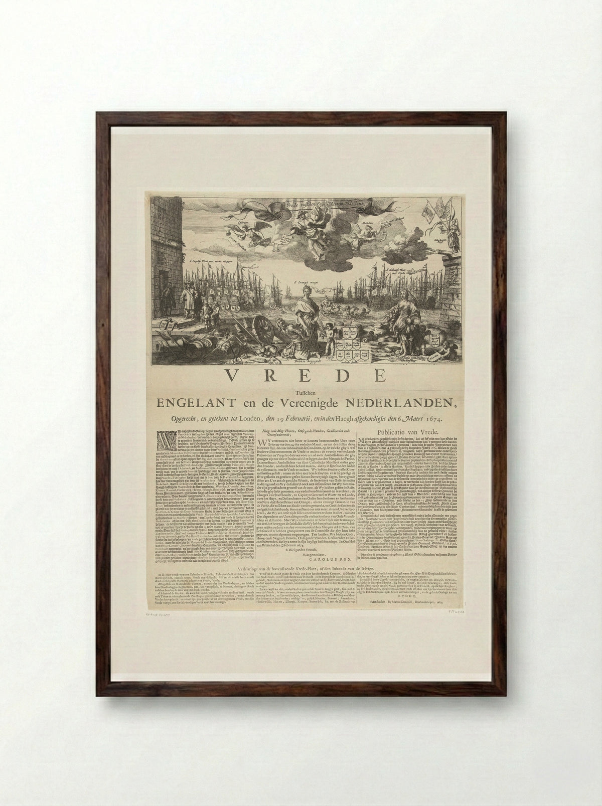 Allegorie op de vrede met Engeland - Salomon Savery - Framed Print Dark Wood