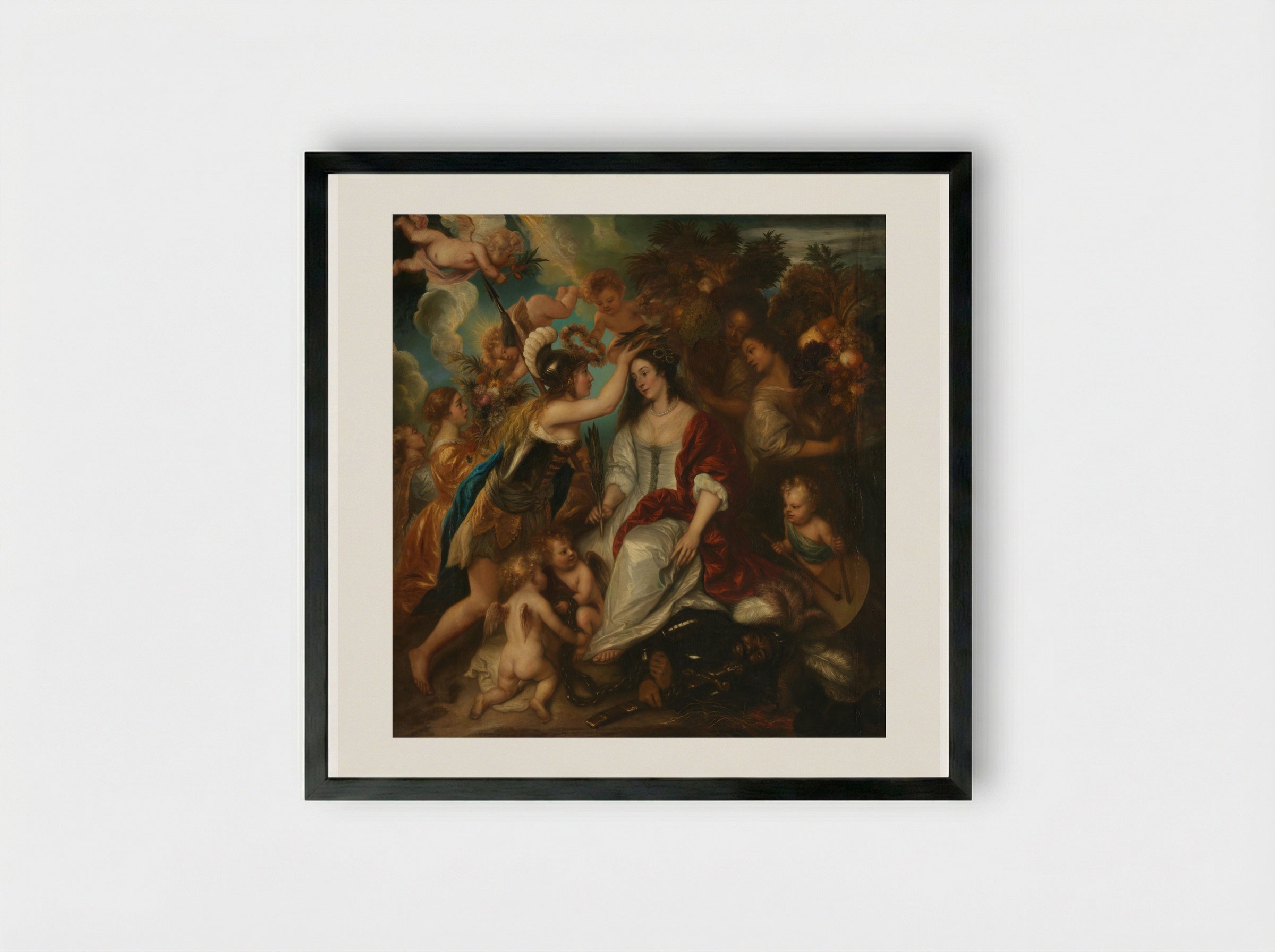 Allegorie op de vrede - Jan Lievens - Framed Print Black