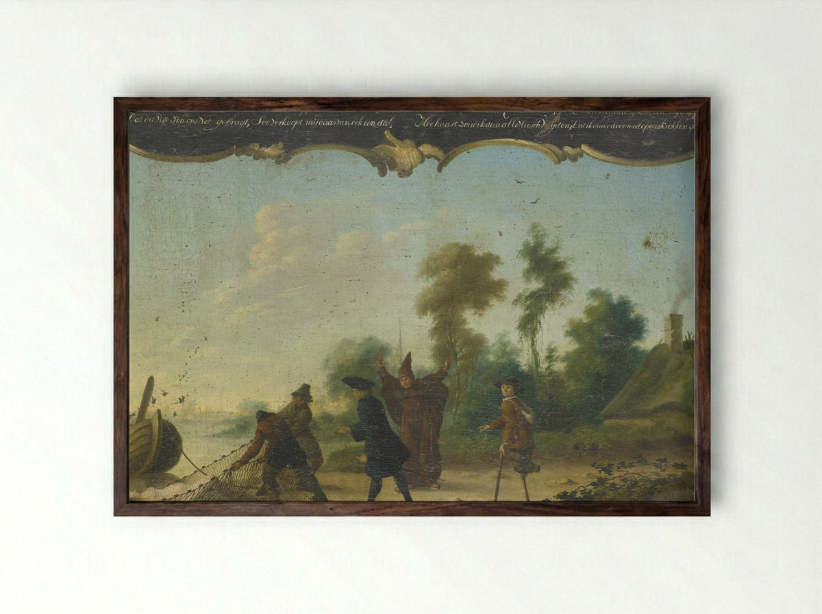 Allegorie op de vrije liefde - Joseph Pierre Vianey - Framed Print Dark Wood