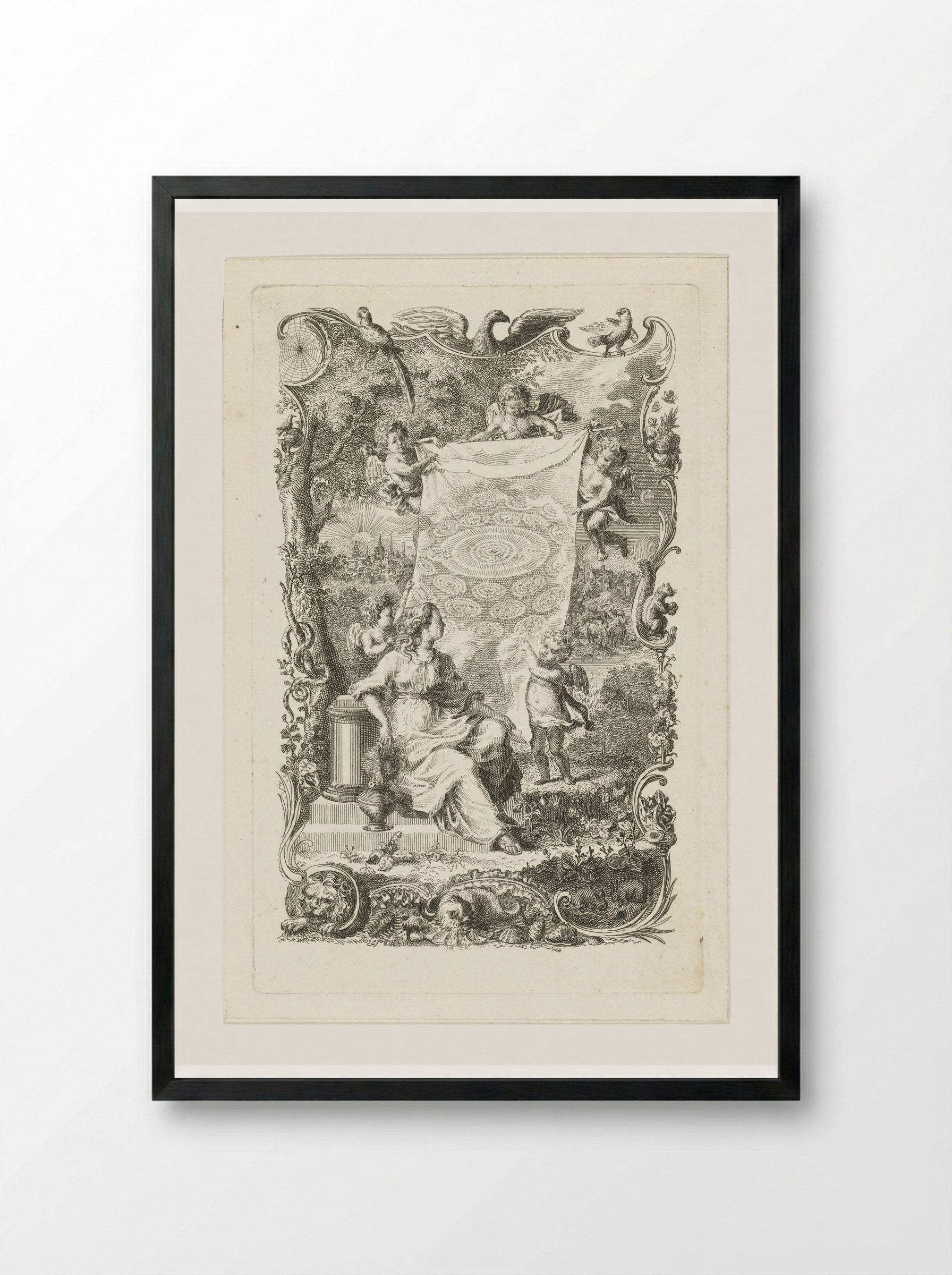 Allegorie op het hemelse Jeruzalem - Abraham Delfos - Framed Print Black