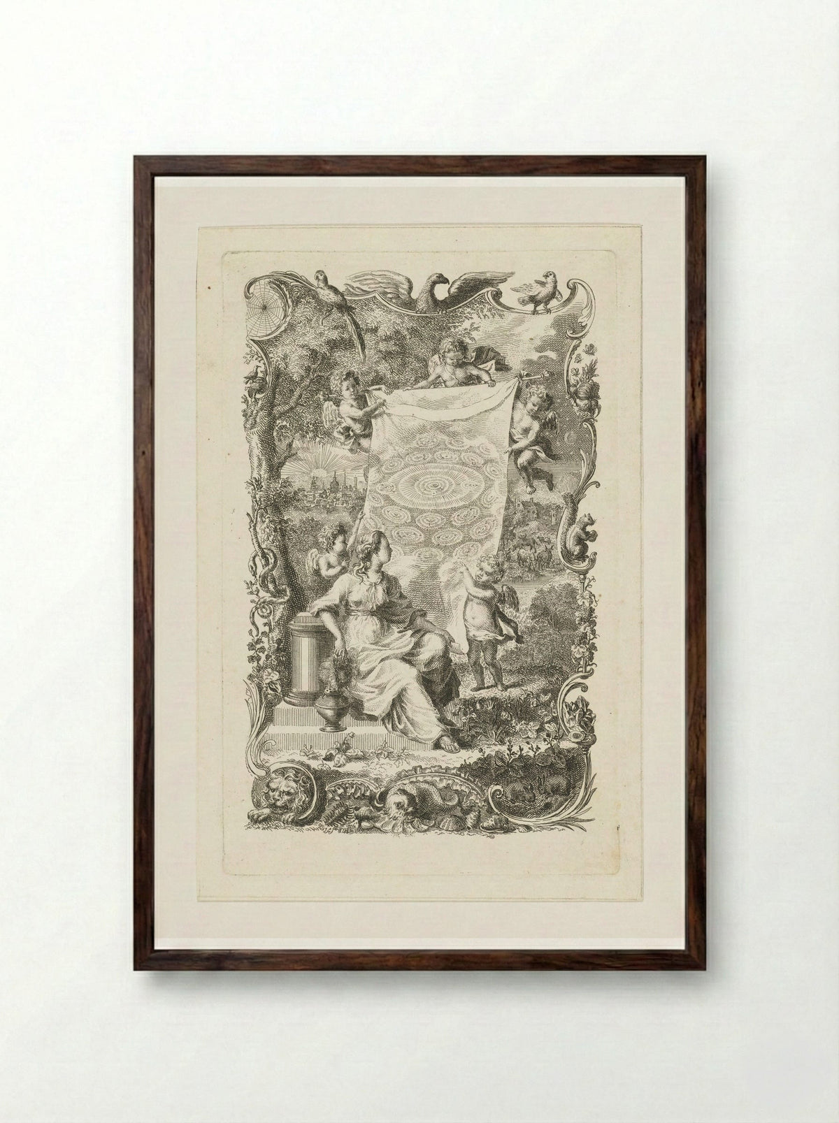 Allegorie op het hemelse Jeruzalem - Abraham Delfos - Framed Print Dark Wood