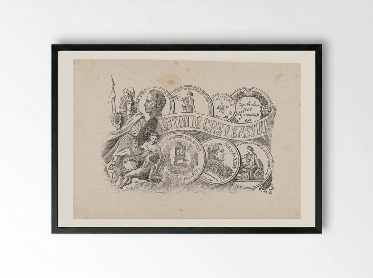 Allegorie ter ere van Antonie Grevenstuk - Isaac Weissenbruch - Framed Print Black