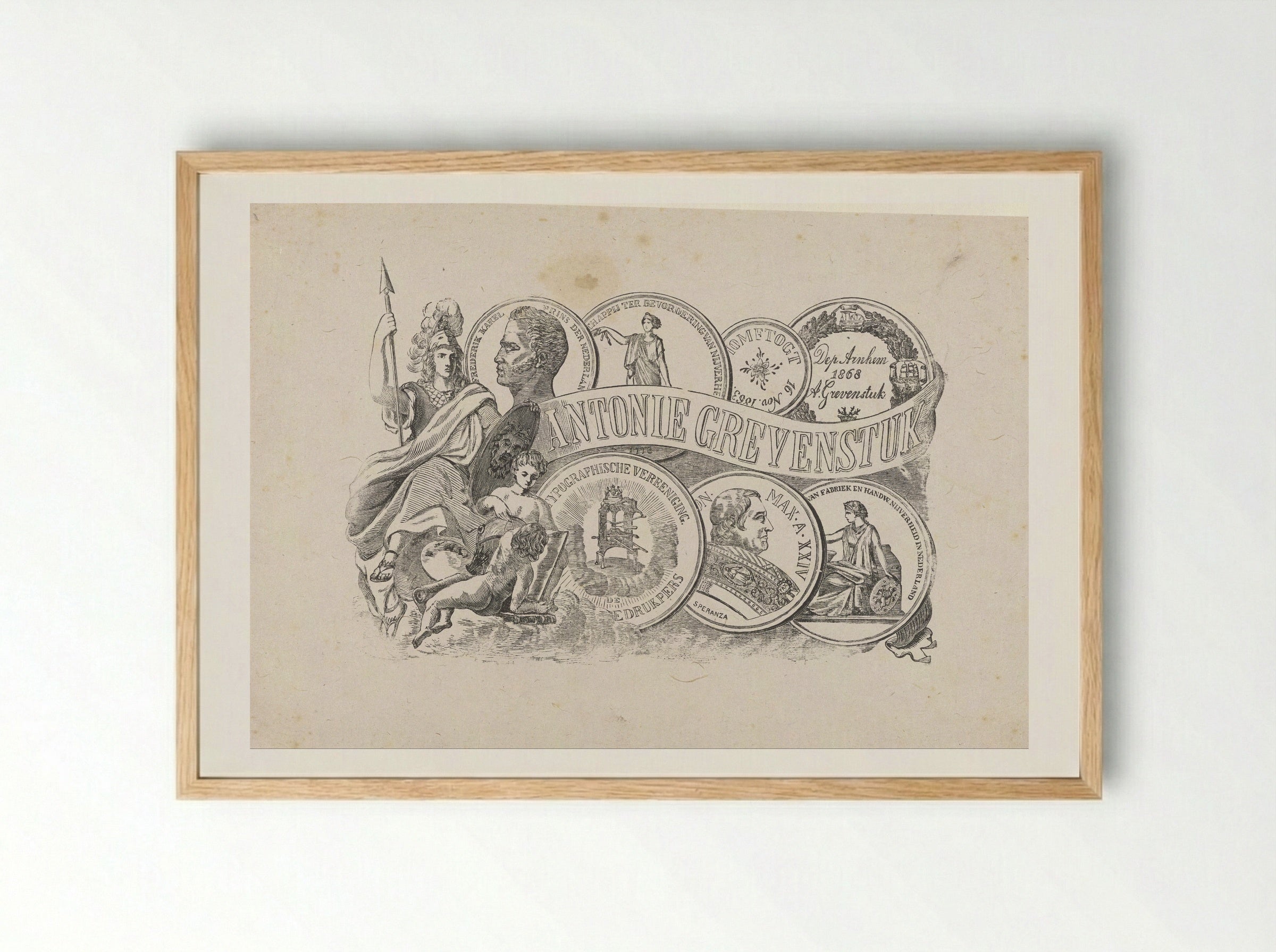 Allegorie ter ere van Antonie Grevenstuk - Isaac Weissenbruch - Framed Print Wood