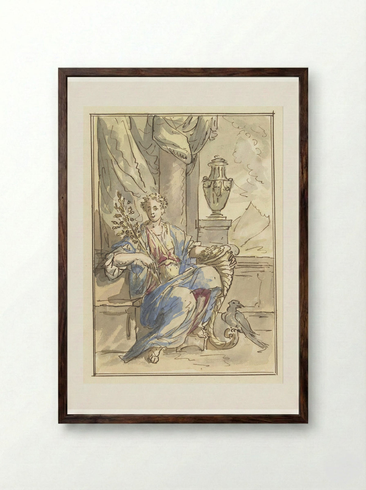 Allegorie van het Gelukkig Leven - Elias van Nijmegen - Framed Print Dark Wood