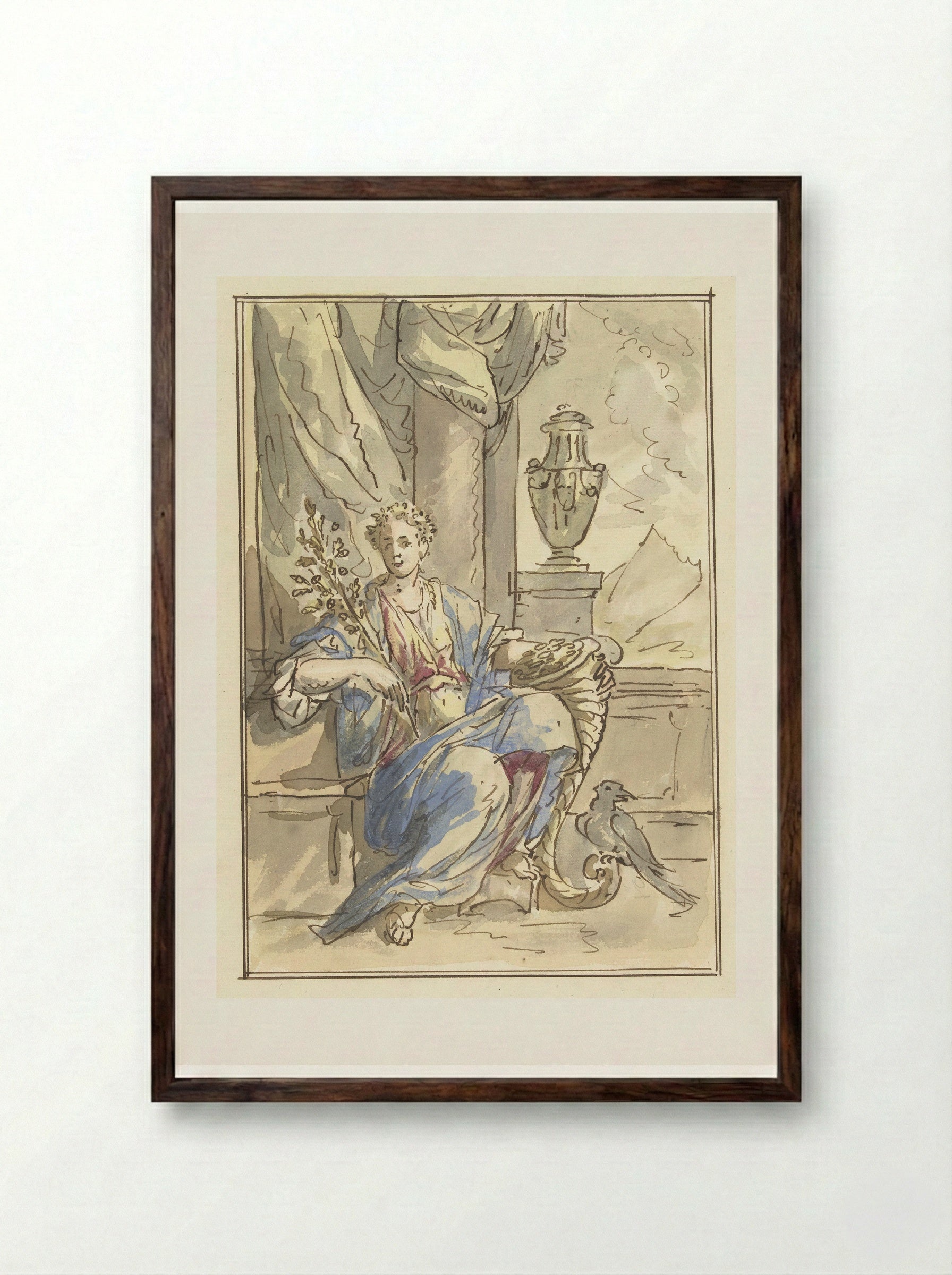 Allegorie van het Gelukkig Leven - Elias van Nijmegen - Framed Print Dark Wood