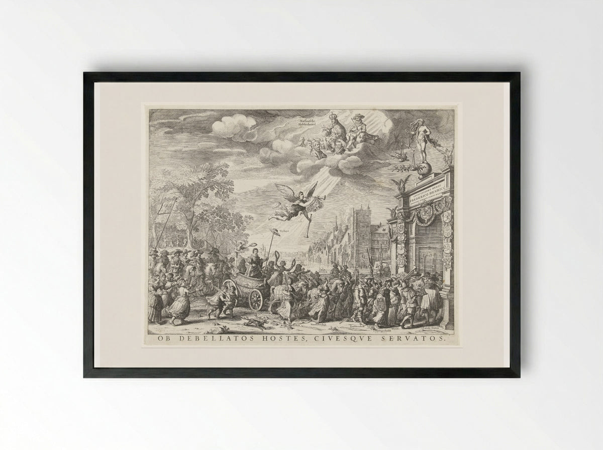 Allegorische triomfantelijke intocht van Frederik Hendrik in Den Haag - Salomon Savery - Framed Print Black