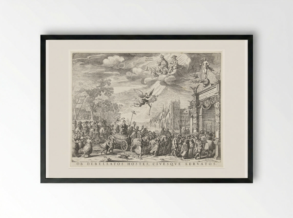 Allegorische triomfantelijke intocht van Frederik Hendrik in Den Haag - Salomon Savery - Framed Print Black