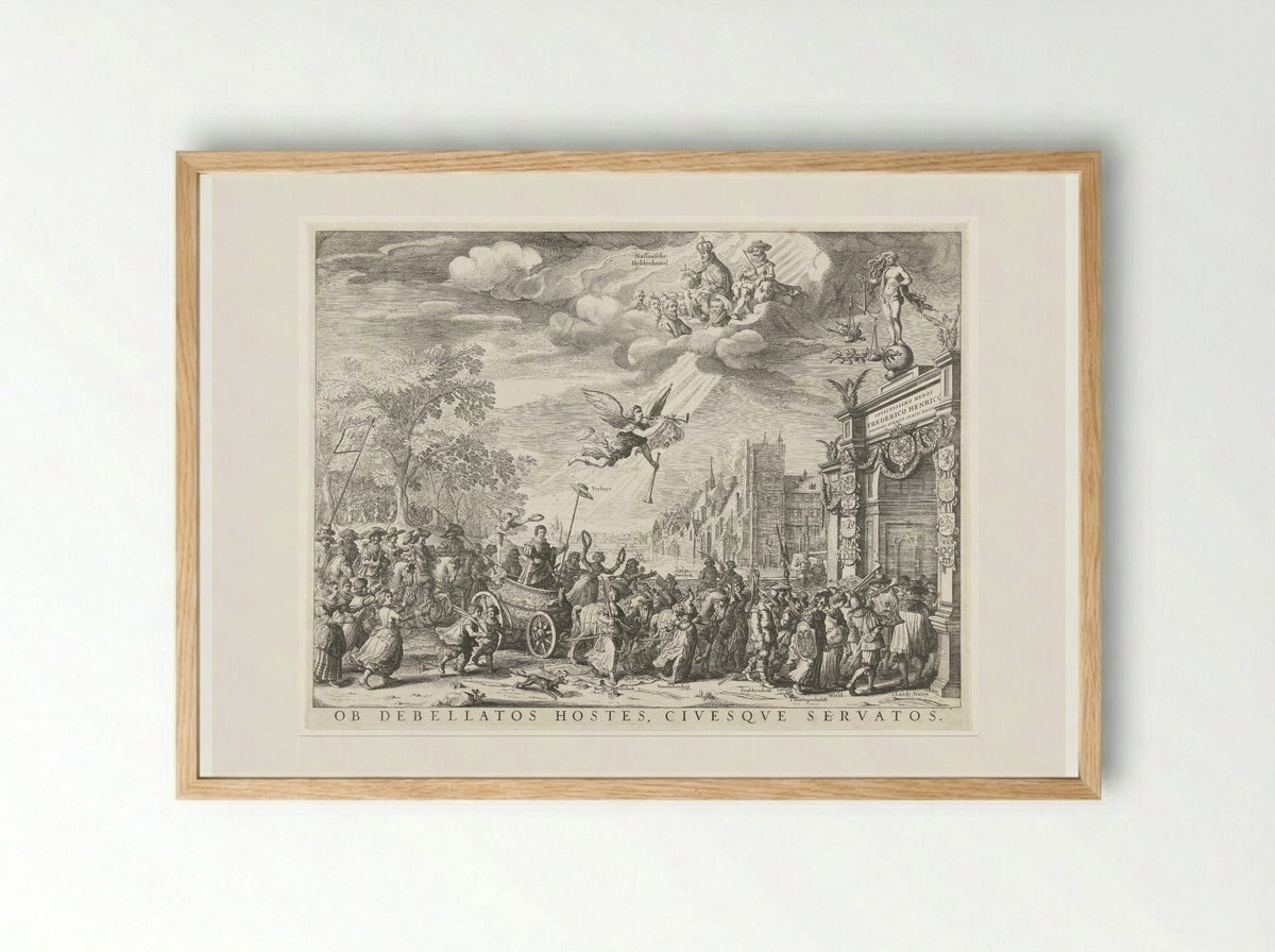 Allegorische triomfantelijke intocht van Frederik Hendrik in Den Haag - Salomon Savery - Framed Print Wood