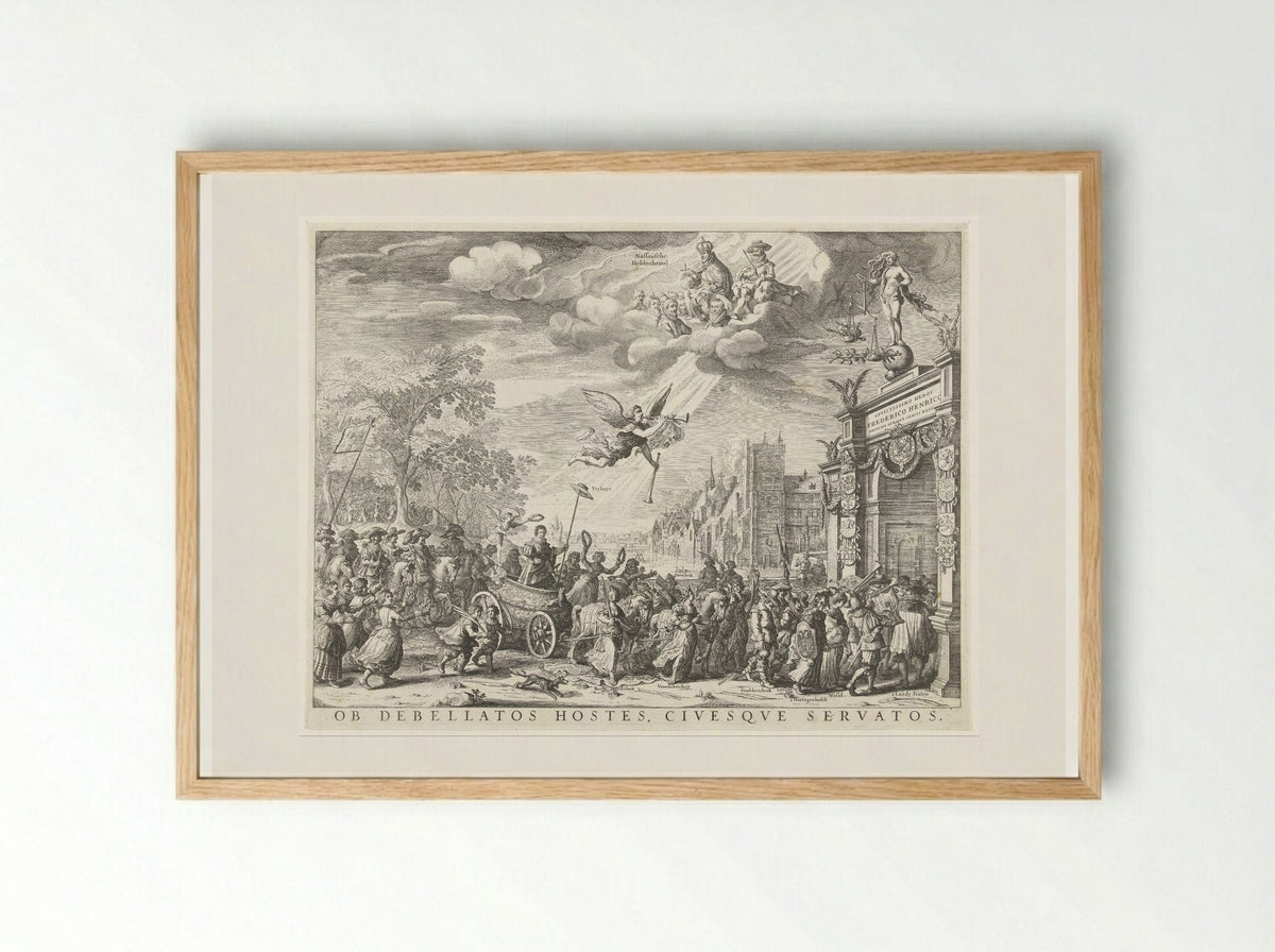Allegorische triomfantelijke intocht van Frederik Hendrik in Den Haag - Salomon Savery - Framed Print Wood
