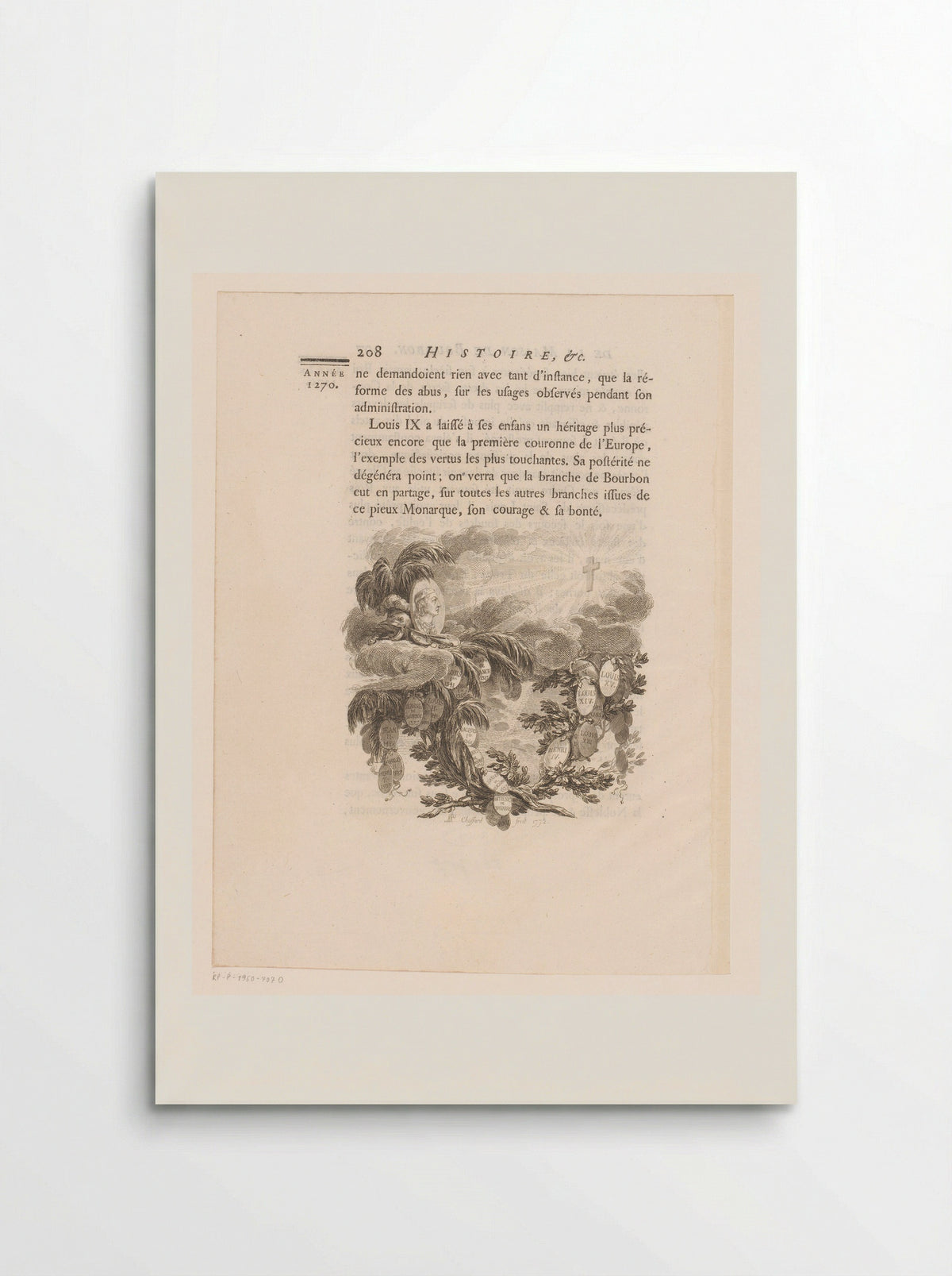 Allegorische voorstelling met stamboom en oplichtend kruis - Pierre-Philippe Choffard - Poster