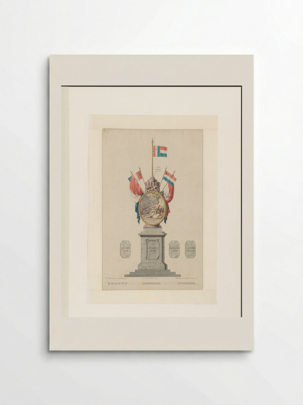 Allegorische zuil voor het Alliantiefeest op het Burgerplein te Amsterdam, 19 juni 1795 - Fine Art Print - Poster