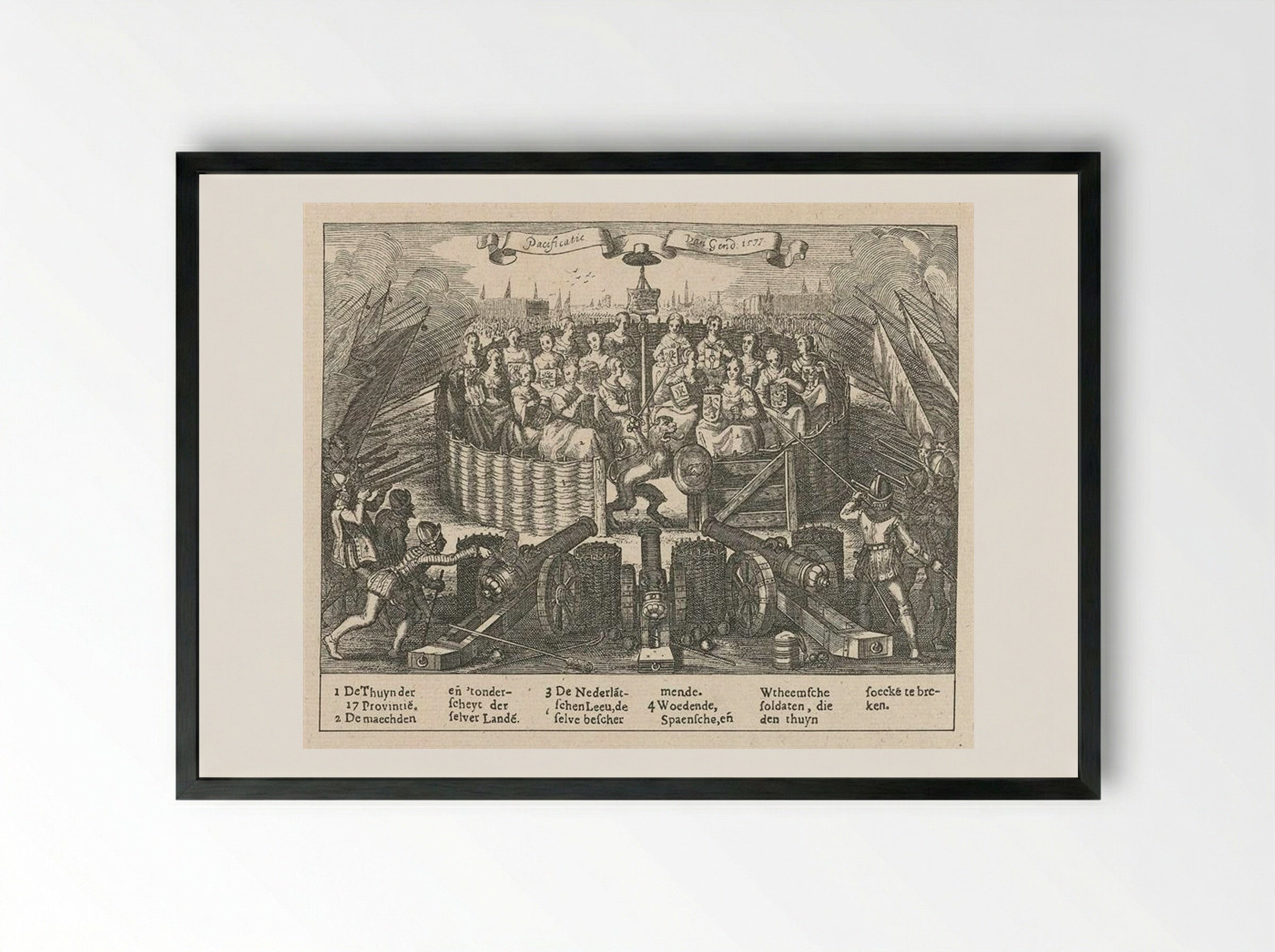 Allegory depicting the Pacification of Ghent - Adriaen van de Venne - Framed Print Black