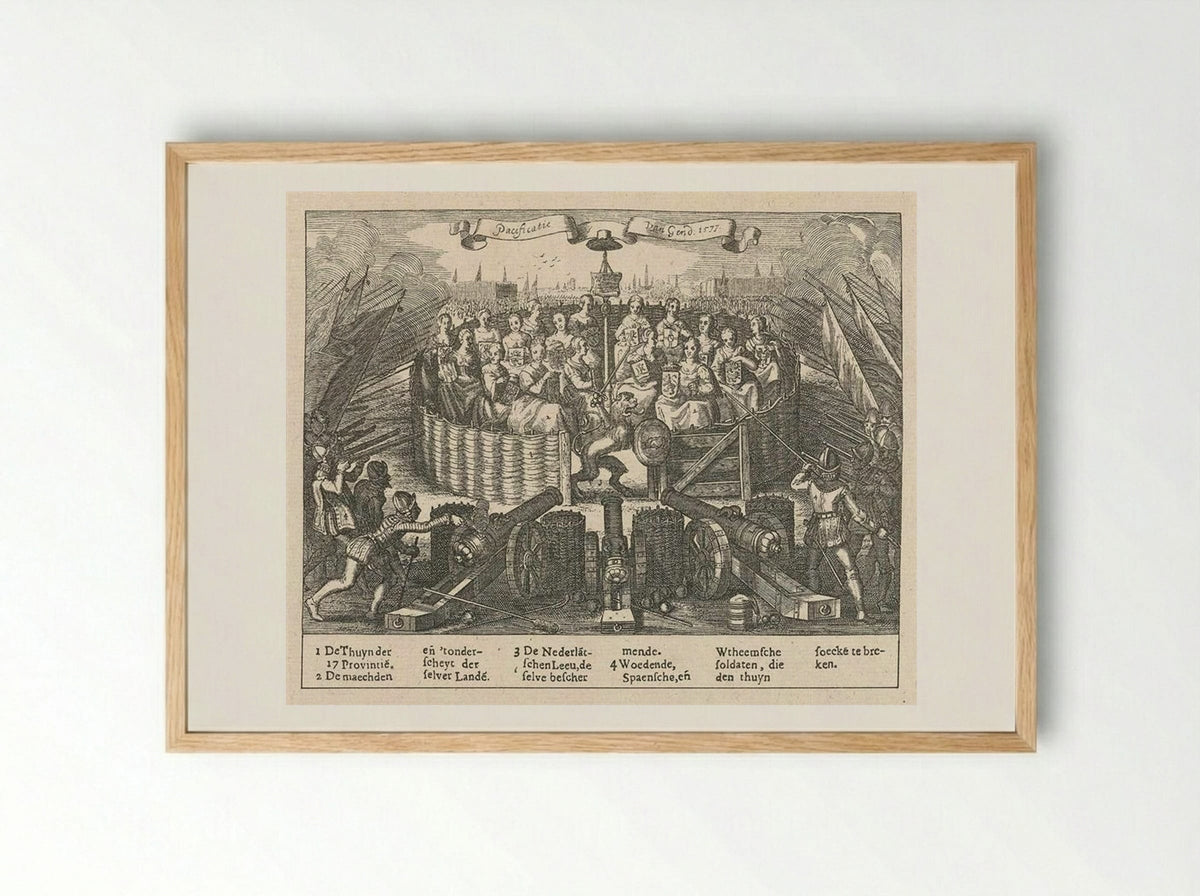 Allegory depicting the Pacification of Ghent - Adriaen van de Venne - Framed Print Wood