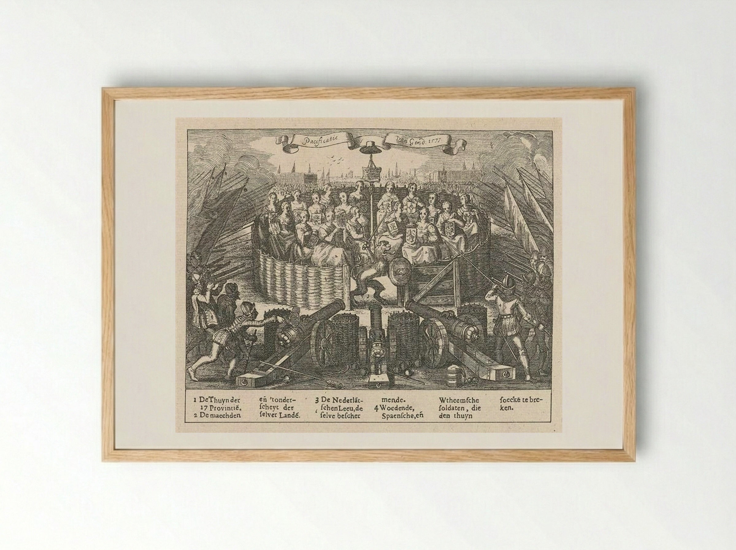 Allegory depicting the Pacification of Ghent - Adriaen van de Venne - Framed Print Wood