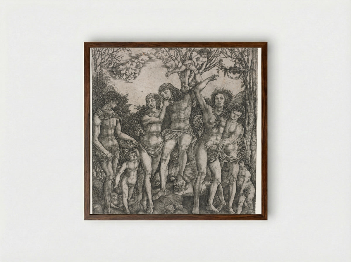 Allegory of Carnal Love - Cristofano Robetta - Framed Print Dark Wood