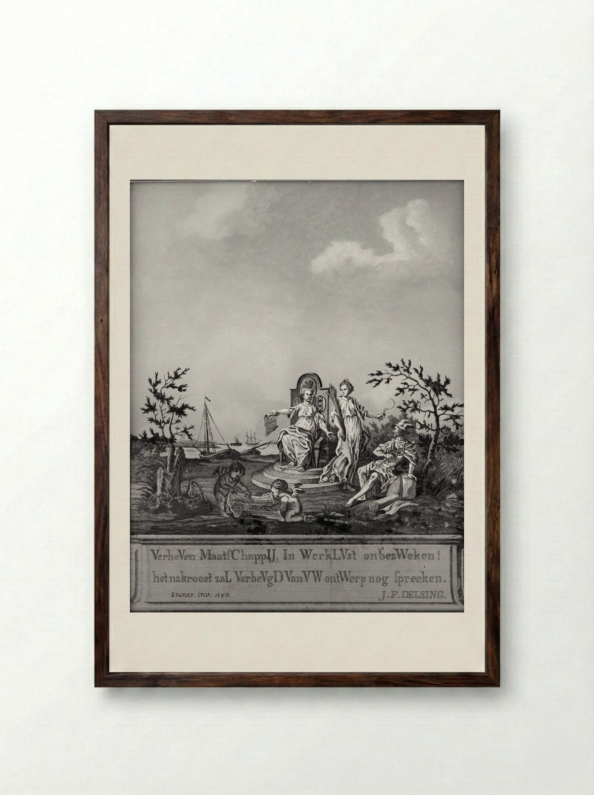 Allegory of Commerce and Industry - Jonas Zeuner - Framed Print Dark Wood