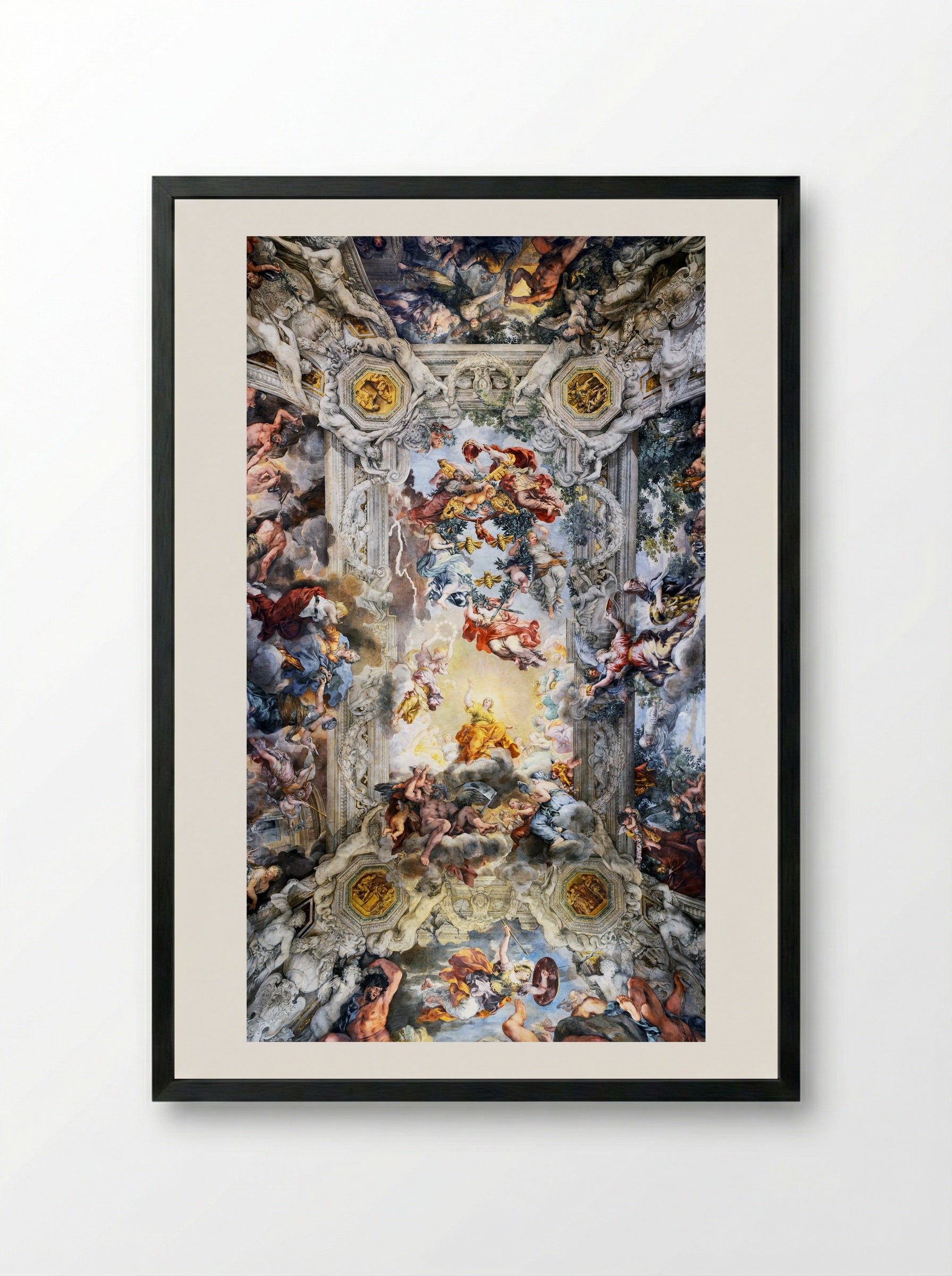Allegory of Divine Providence and Barberini Power - Pietro da Cortona - Framed Print Black