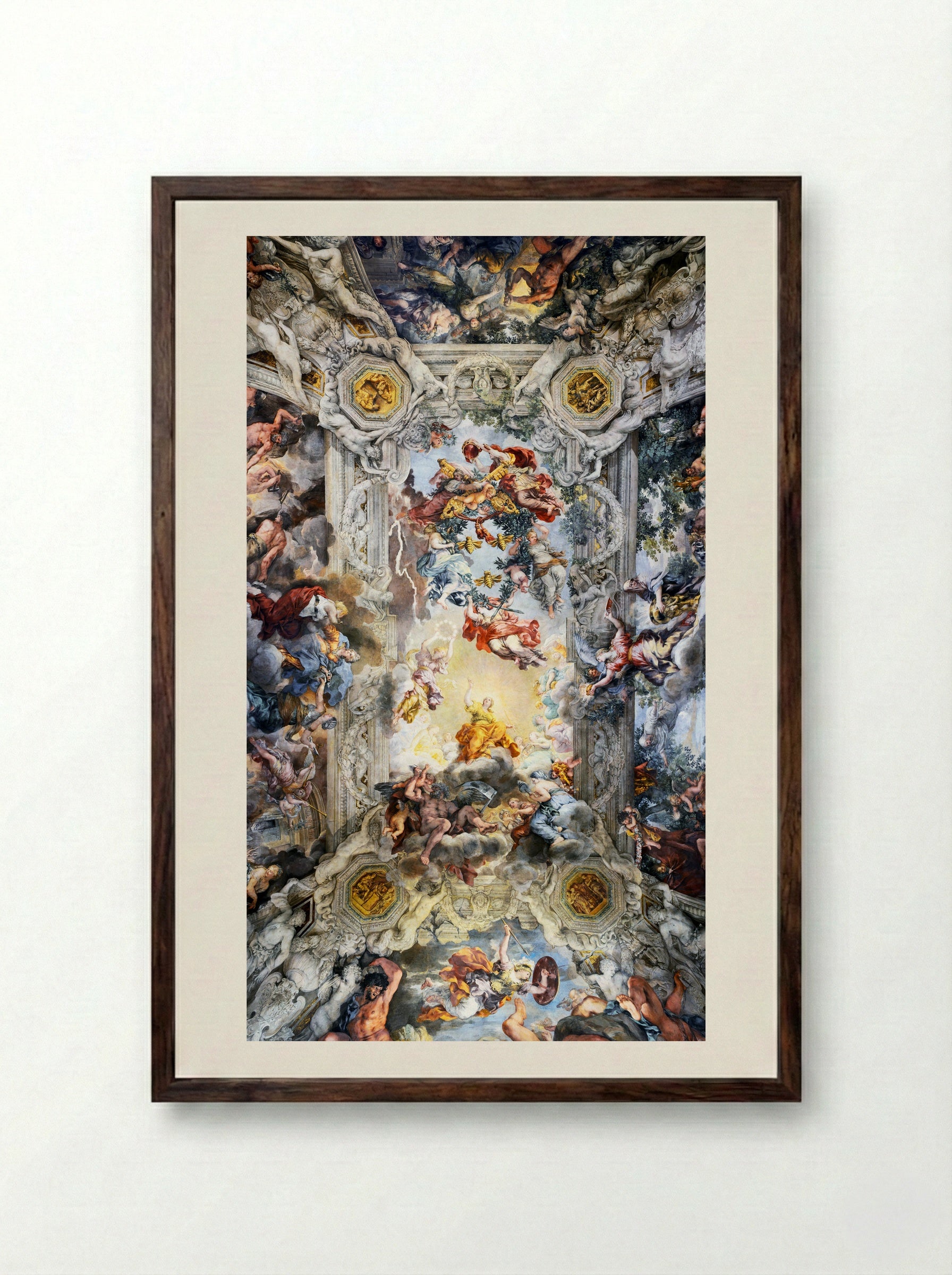 Allegory of Divine Providence and Barberini Power - Pietro da Cortona - Framed Print Dark Wood