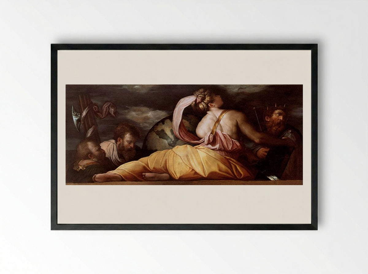 Allegory of Geography - Giorgio Vasari - Framed Print Black