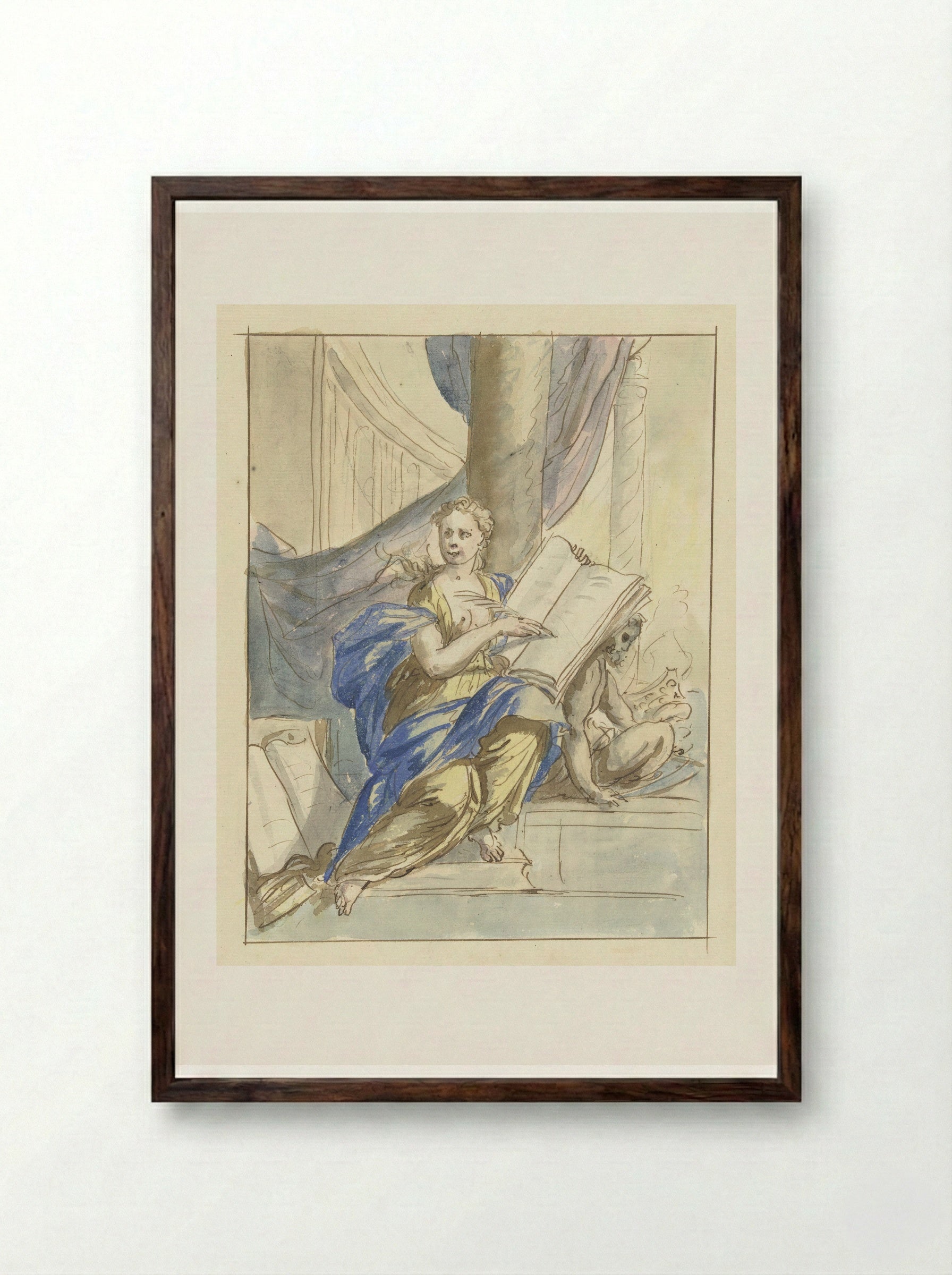 Allegory of History - Elias van Nijmegen - Framed Print Dark Wood