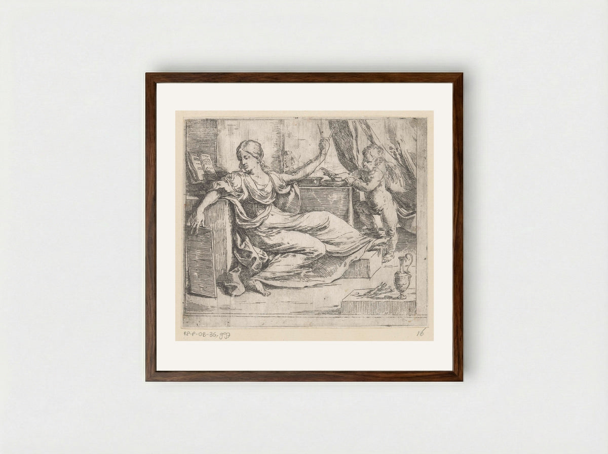 Allegory of Learning - Guido Reni - Framed Print Dark Wood