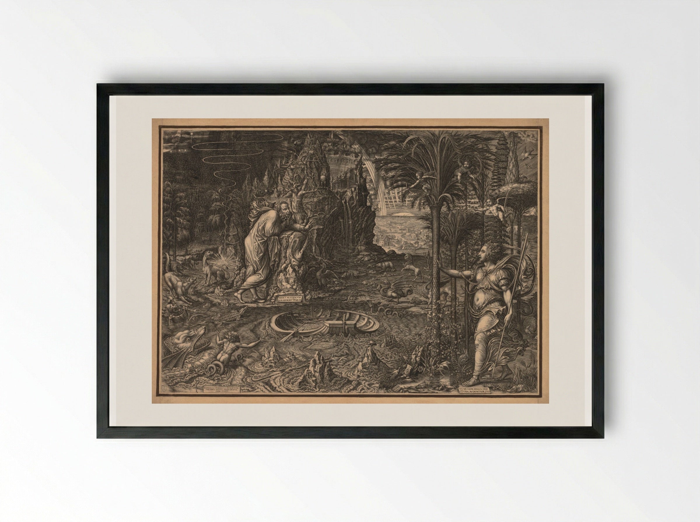 Allegory of Life - Giorgio Ghisi - Framed Print Black