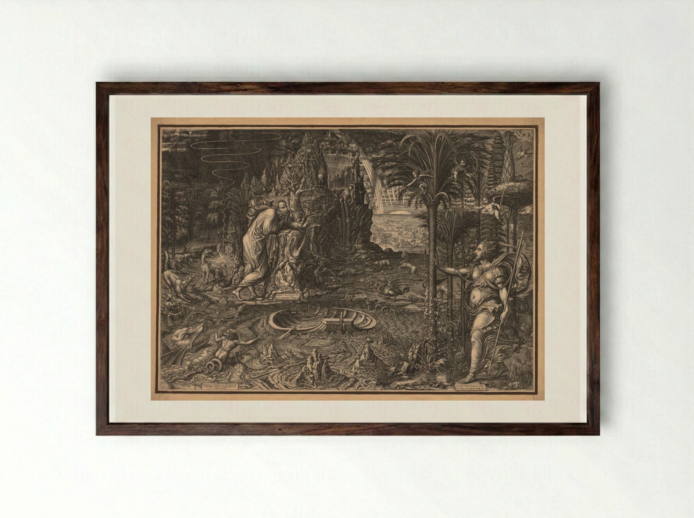 Allegory of Life - Giorgio Ghisi - Framed Print Dark Wood