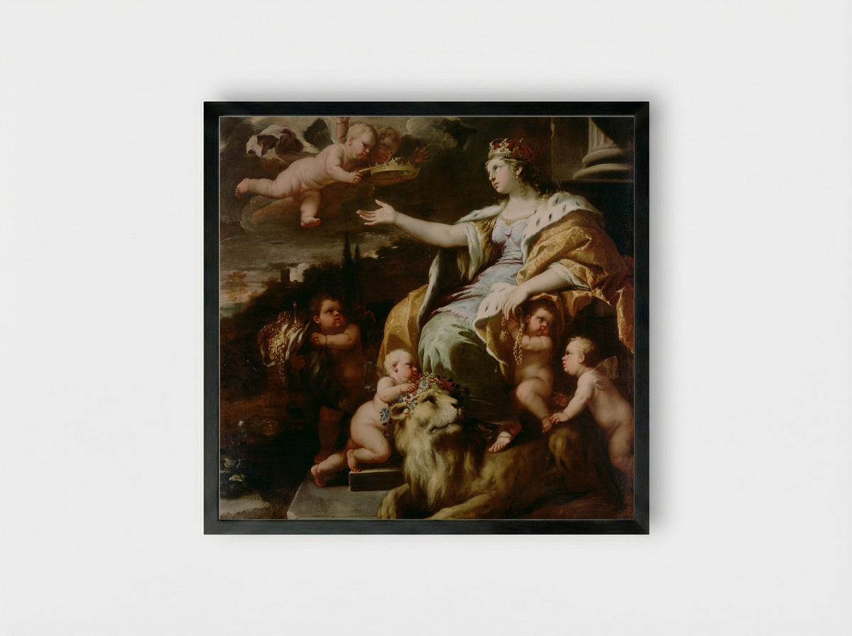 Allegory of Magnanimity - Luca Giordano - Framed Print Black