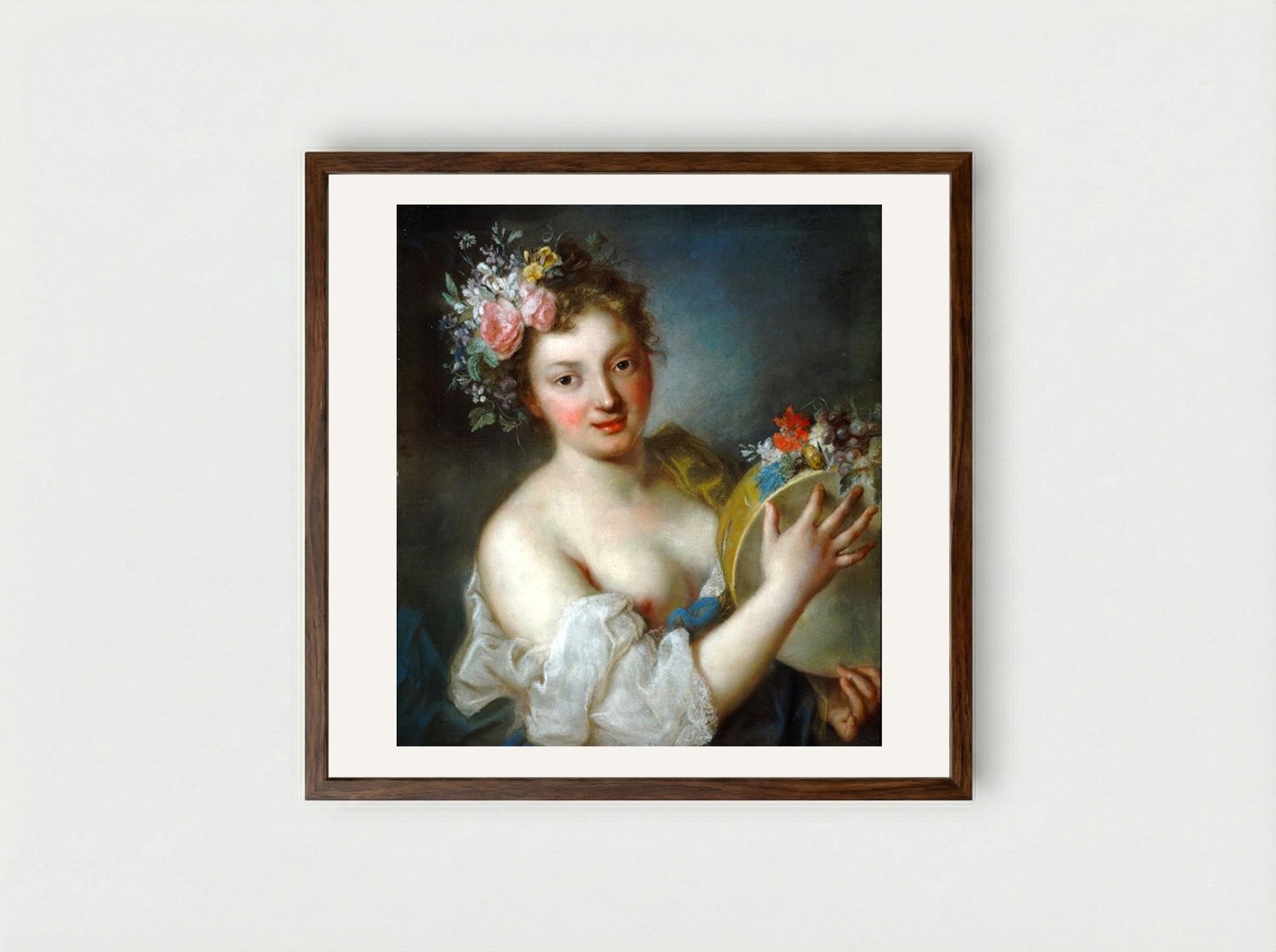 Allegory of Music - Rosalba Carriera - Framed Print Dark Wood