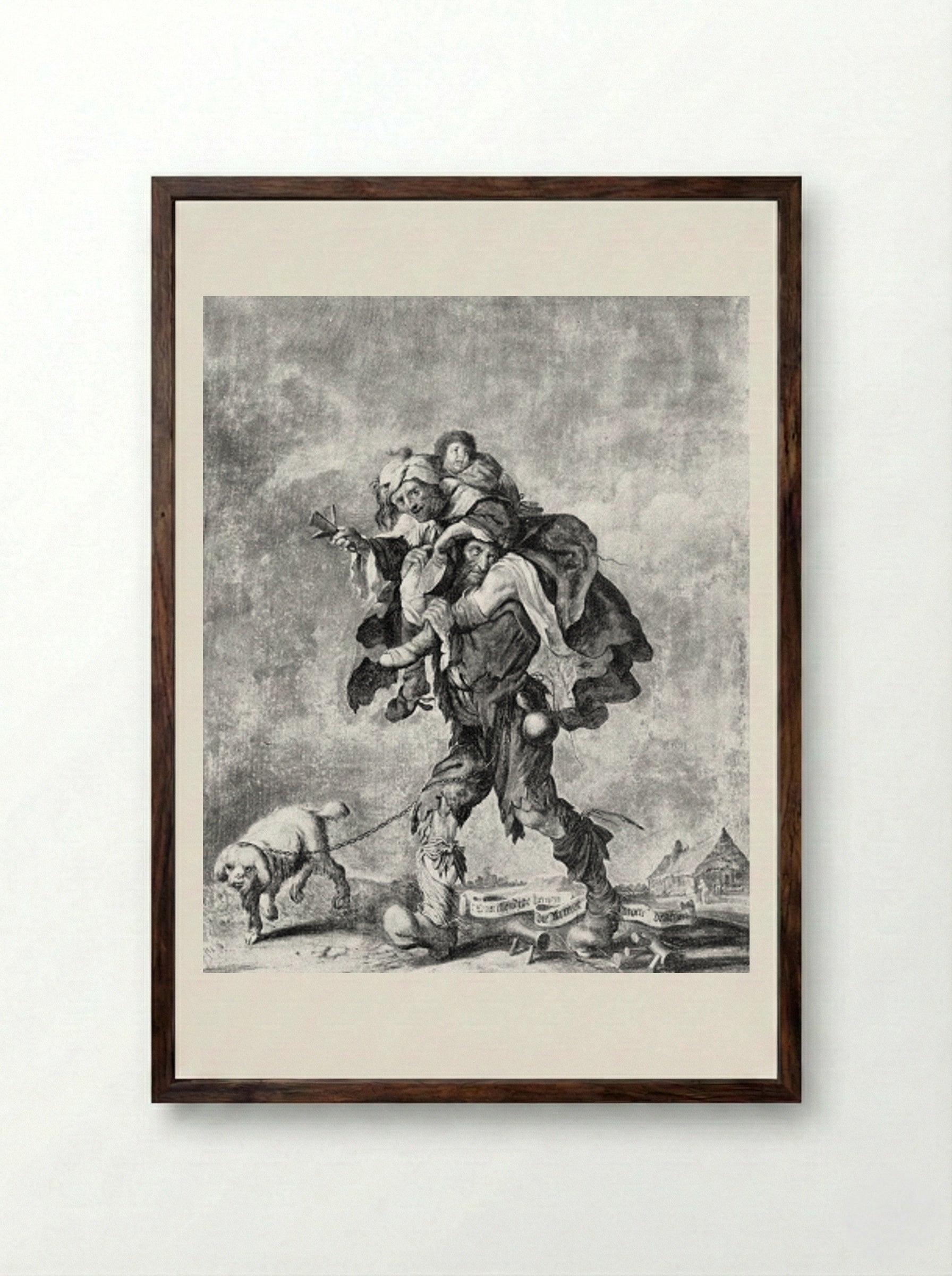Allegory of Poverty - Adriaen van de Venne - Framed Print Dark Wood