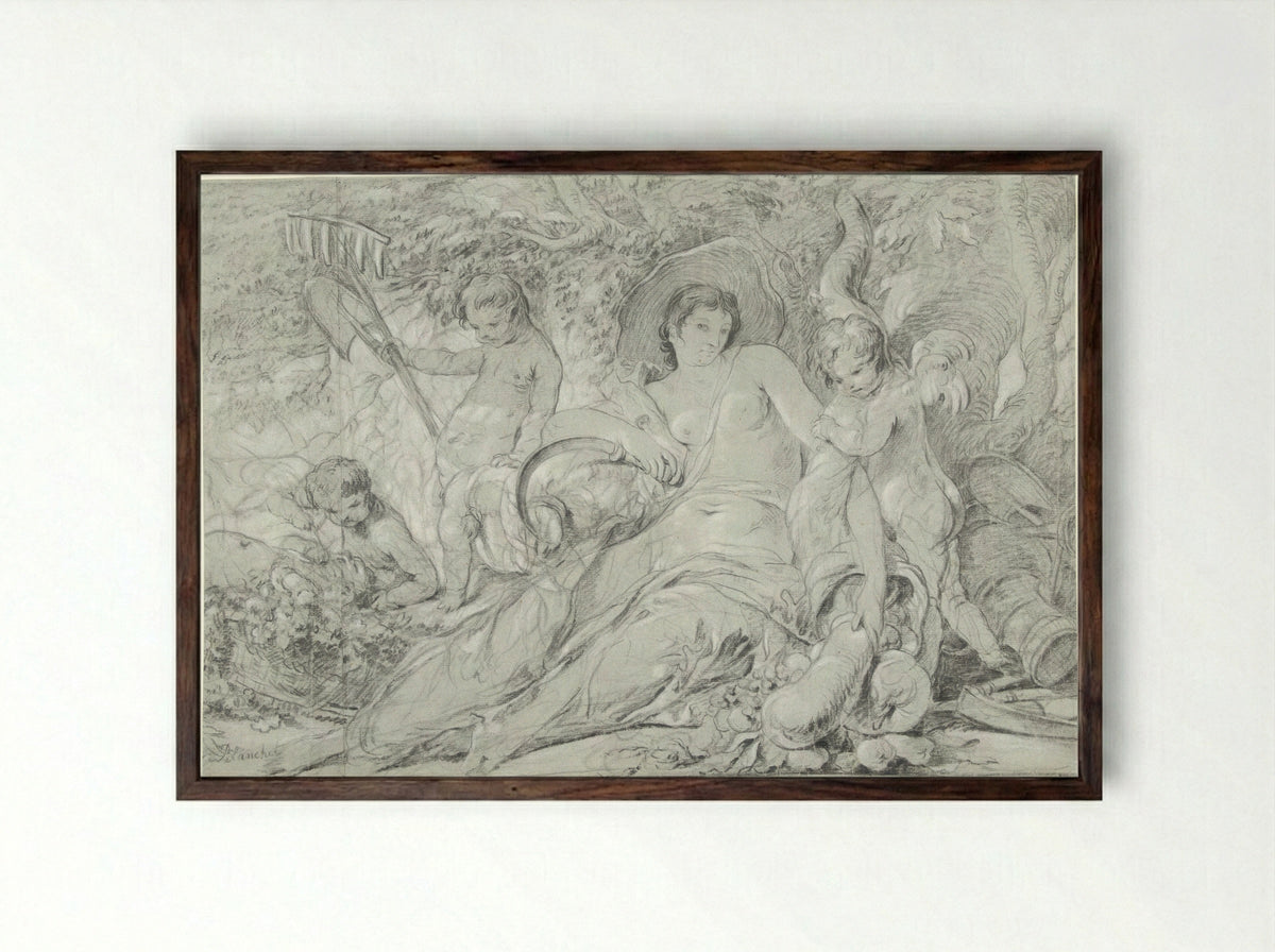 Allegory of Summer - Louis Gabriel Blanchet - Framed Print Dark Wood