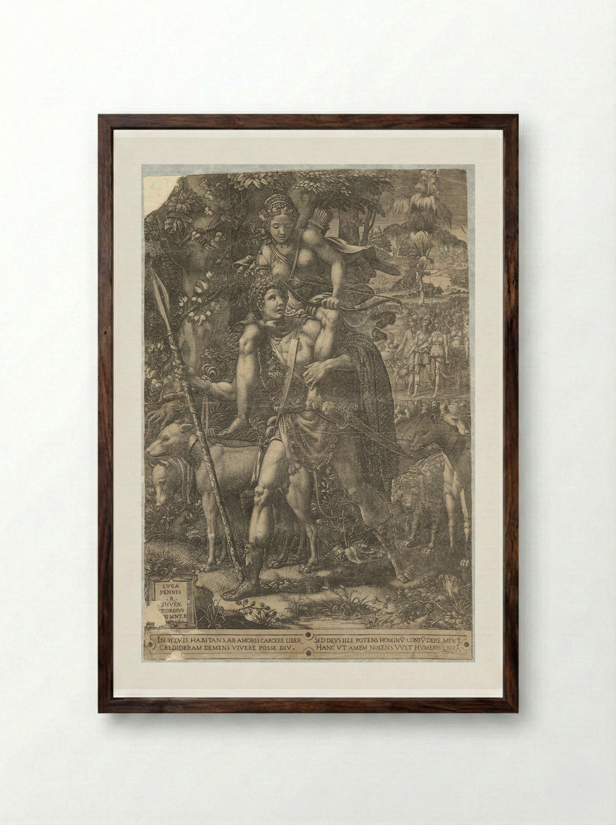 Allegory of the Hunt - Giorgio Ghisi - Framed Print Dark Wood