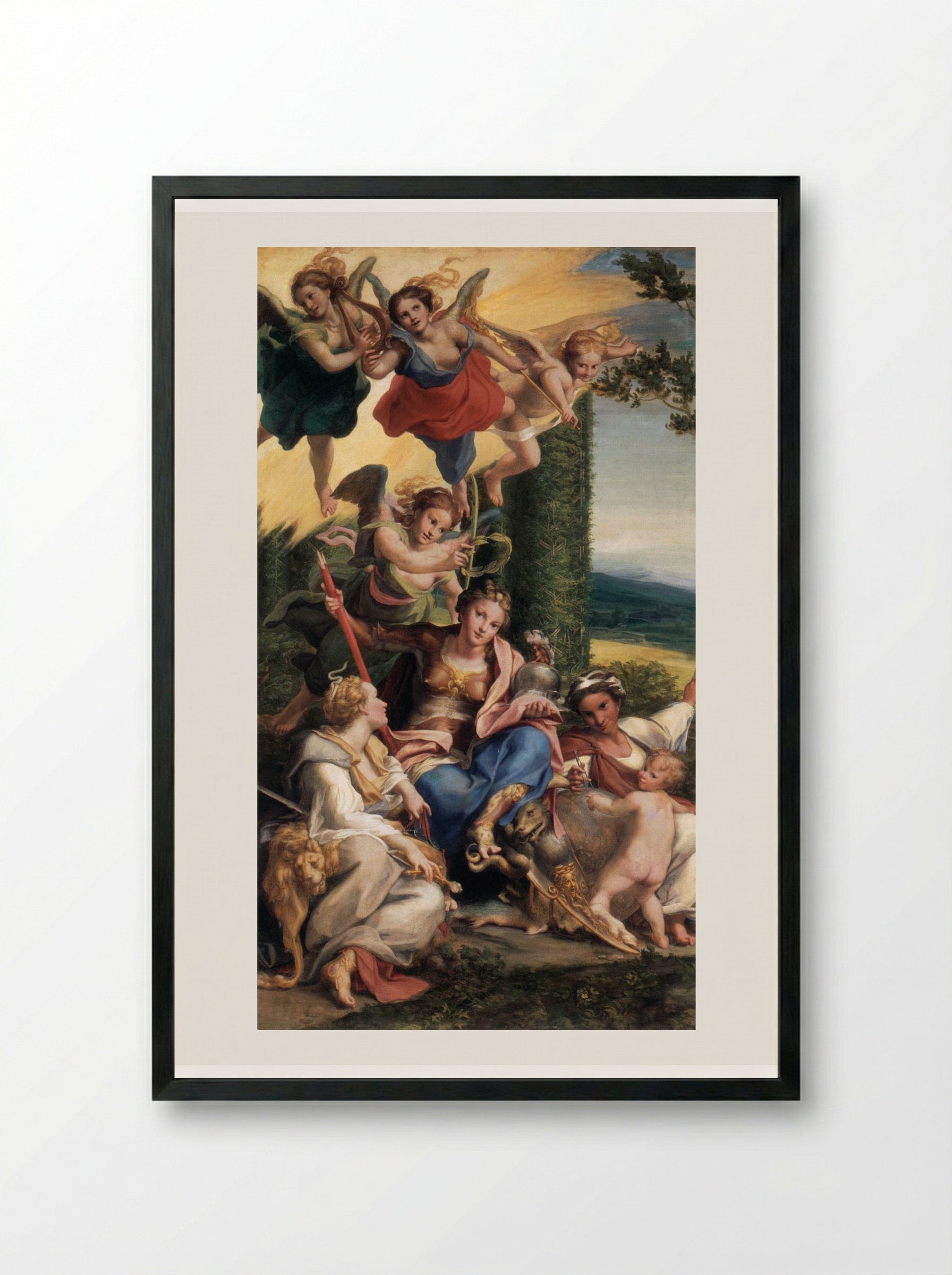 Allegory of the Virtues - Correggio - Framed Print Black