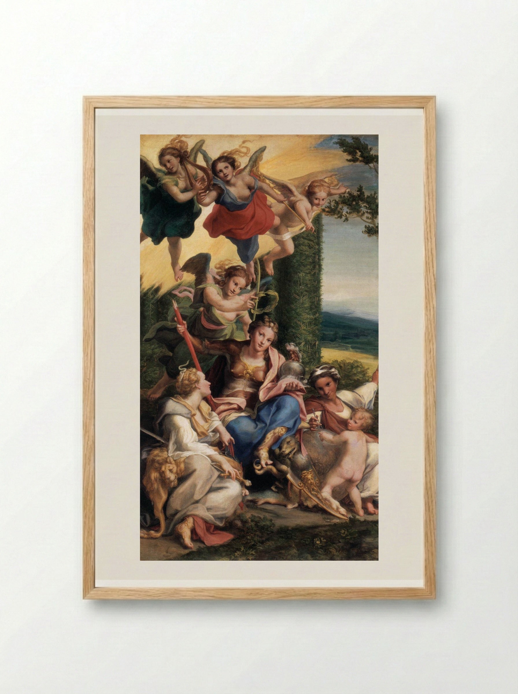 Allegory of the Virtues - Correggio - Framed Print Wood