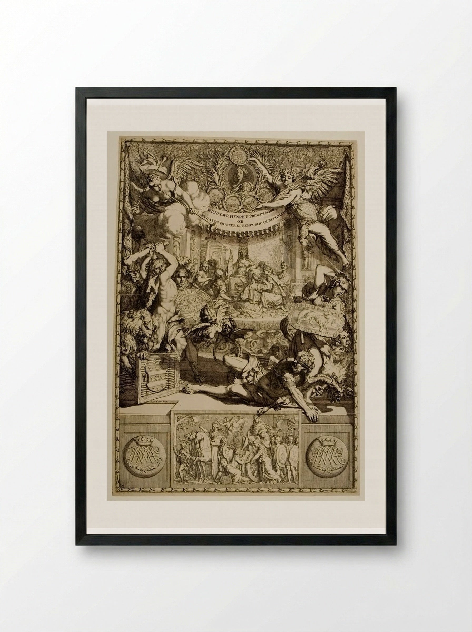 Allegory on the Glory of Willem III, Prince of Orange - Gérard de Lairesse - Framed Print Black