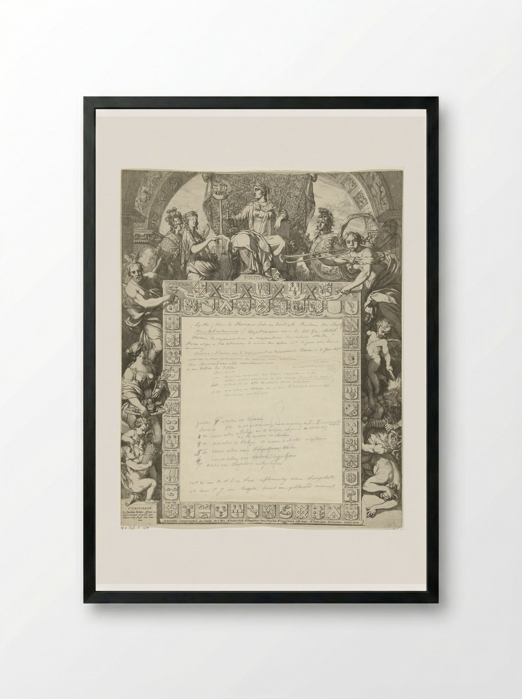 Allegory on the Government of the City of Amsterdam - Gerard de Lairesse - Framed Print Black